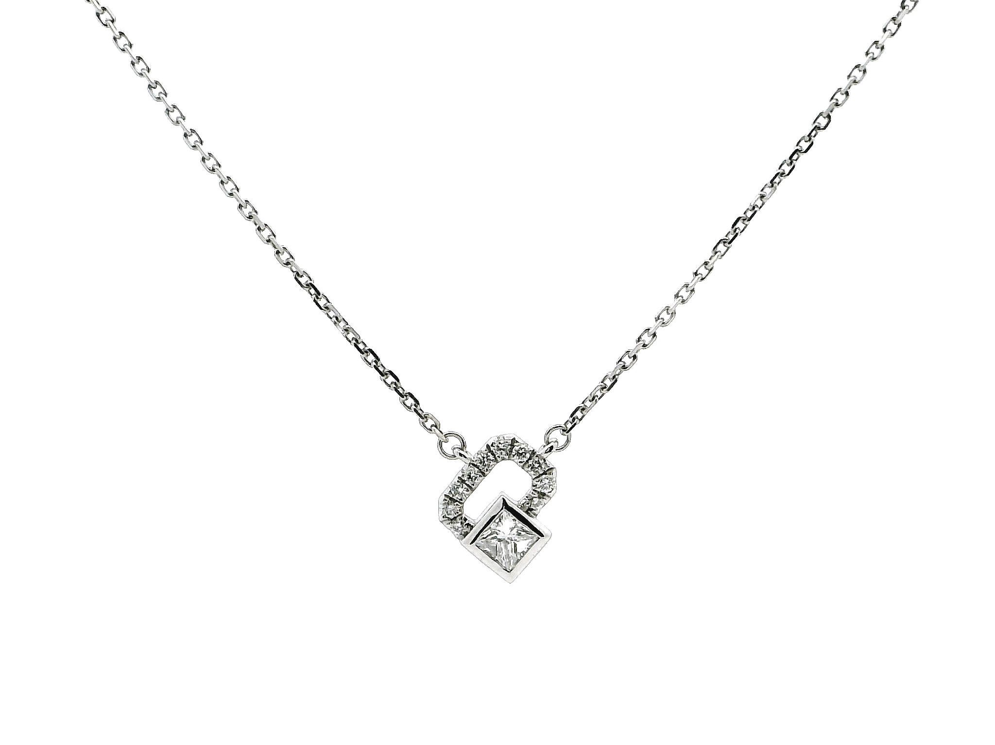 Stunning Platinum Necklace with Princess Cut & Round Brilliant Diamonds | Luxury Jewellery