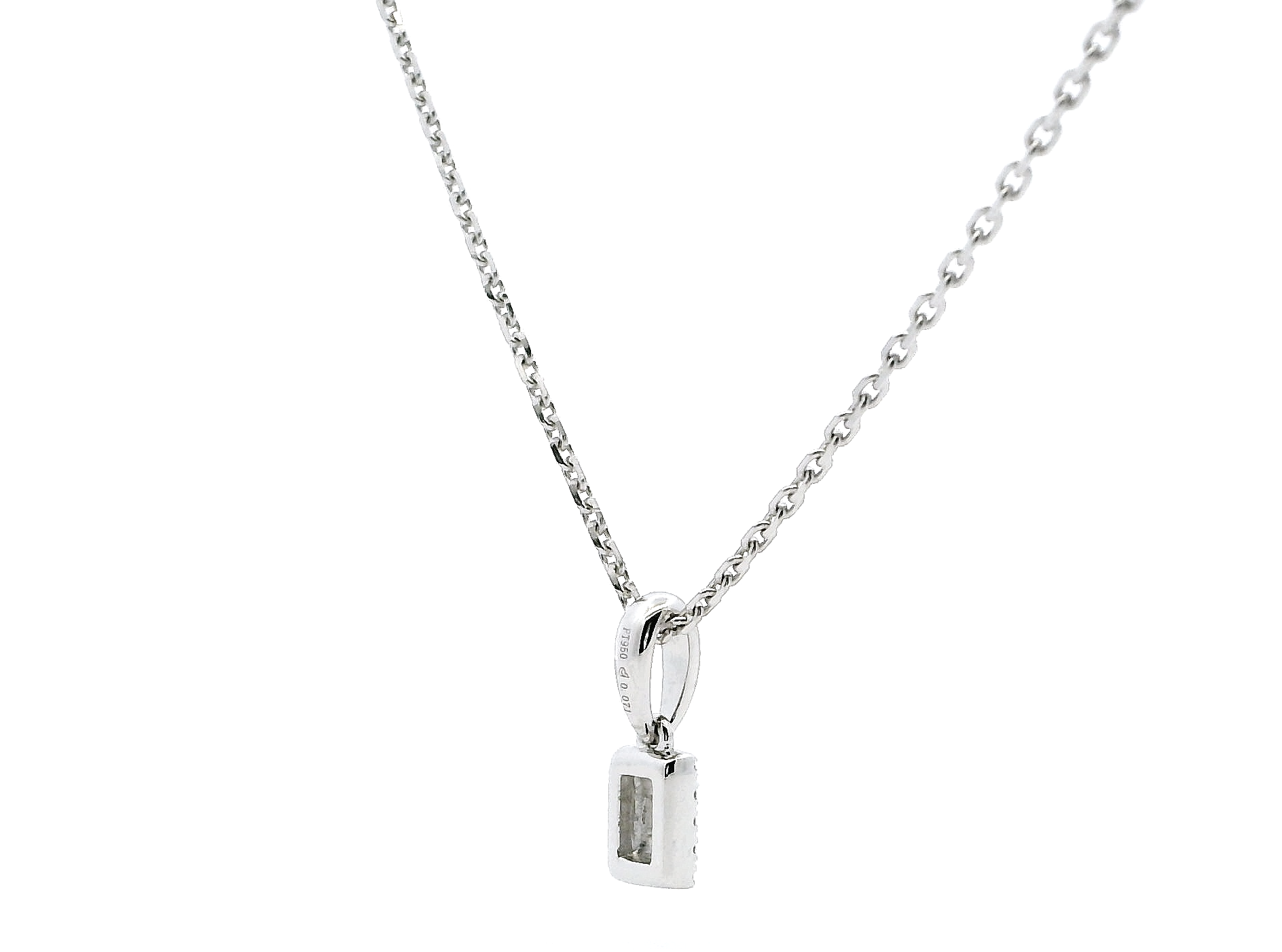 Platinum Necklace with Baguette & Round Cut Diamond Pendant – Elegant Diamond Platinum Jewellery for Women