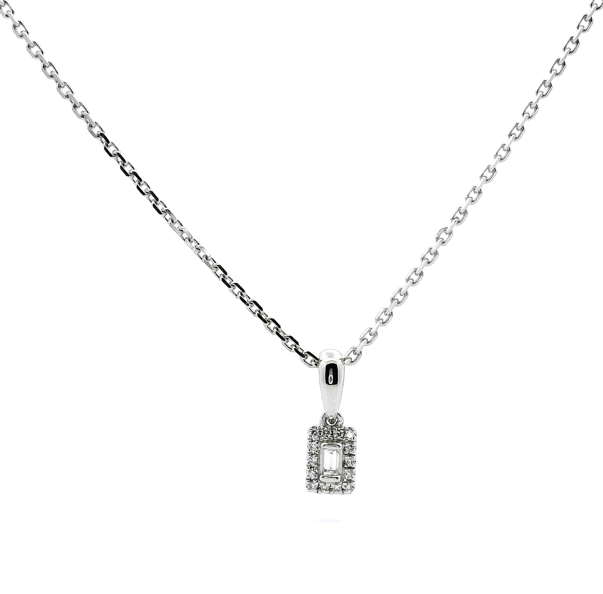 Platinum Necklace with Baguette & Round Cut Diamond Pendant – Elegant Diamond Platinum Jewellery for Women