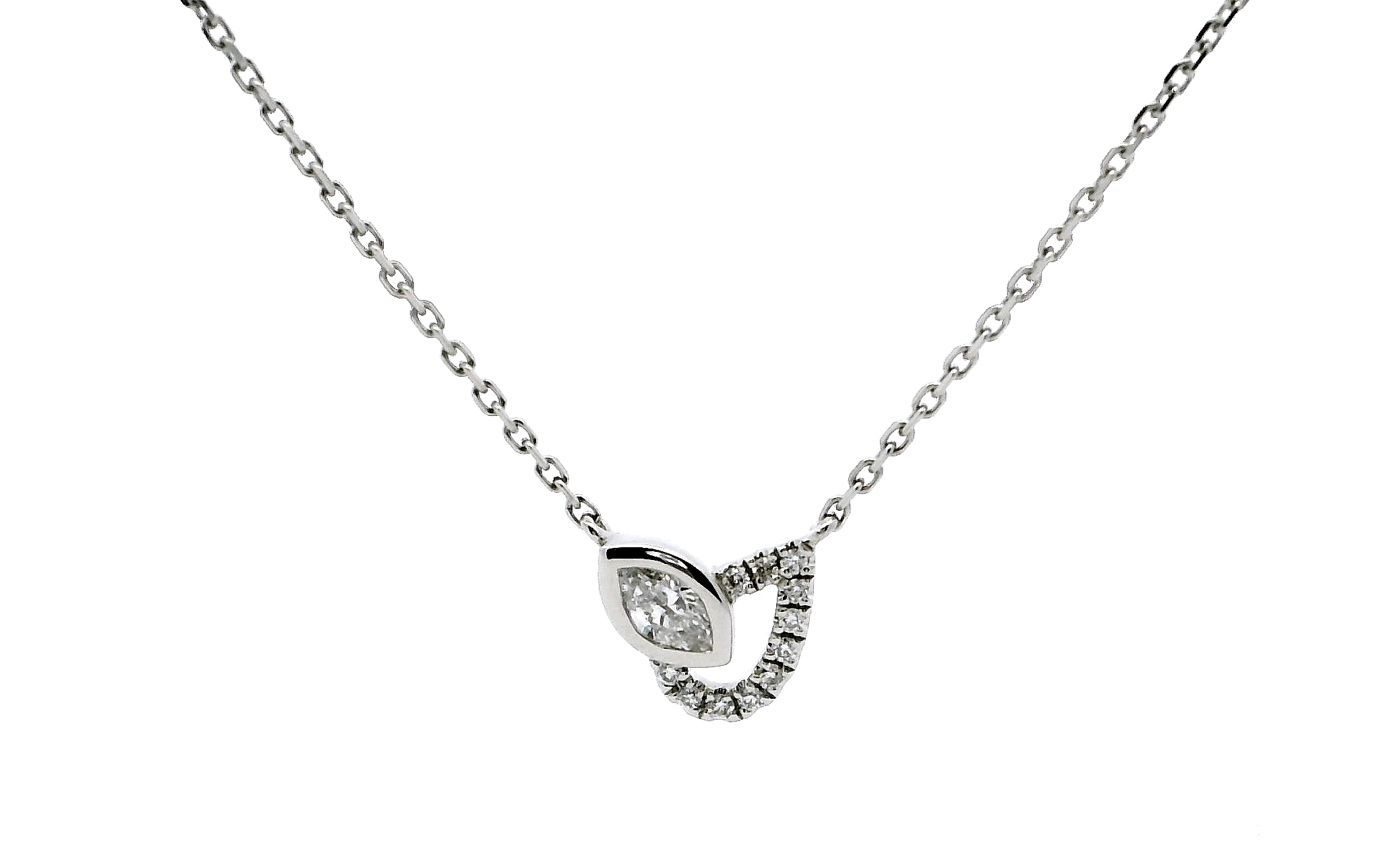 Elegant Platinum Necklace with Marquee & Round Brilliant Cut Diamonds | Timeless Luxury