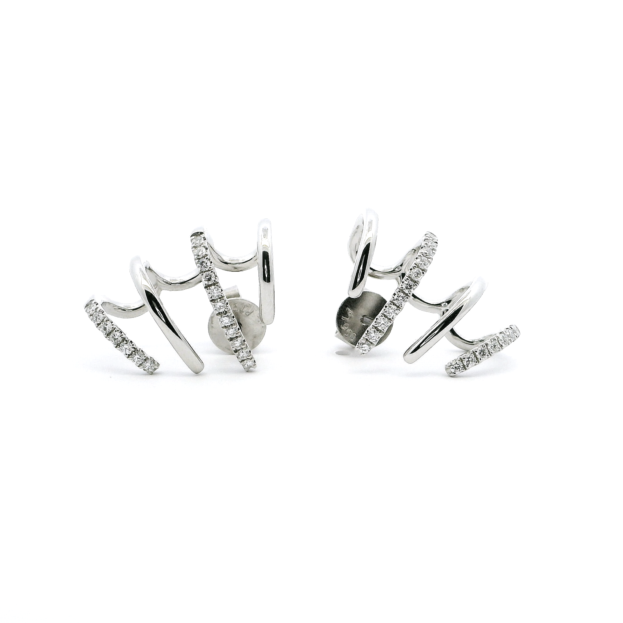 Elegant Platinum Diamond Push Back Ear Studs - Timeless Luxury Jewellery