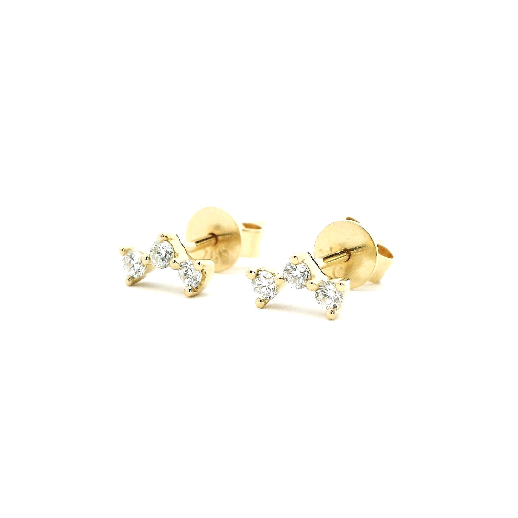 18ct Yellow Gold Round Cut Diamond Stud Earrings – Push Back Closure | Classic Fine Jewellry