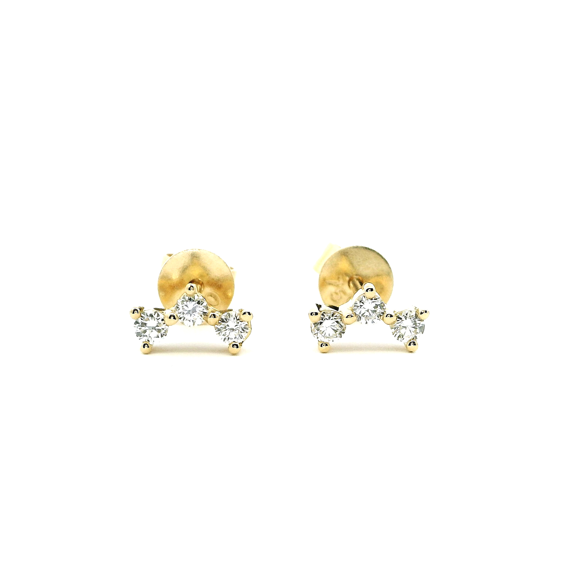 18ct Yellow Gold Round Cut Diamond Stud Earrings – Push Back Closure | Classic Fine Jewellry