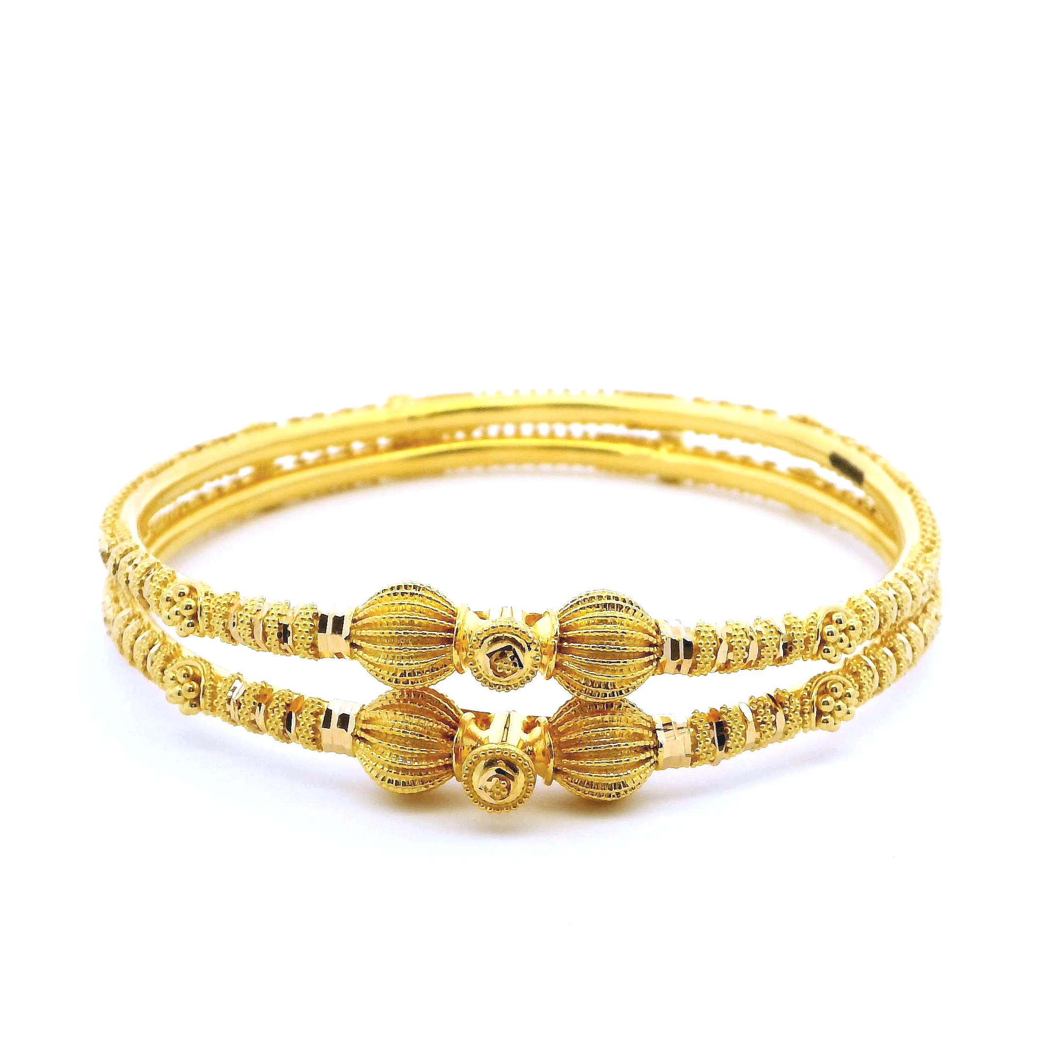 22ct Yellow Gold Filigree Bangles – Screw Fitting with Comfort Fit Finish | Elegant Jewellery