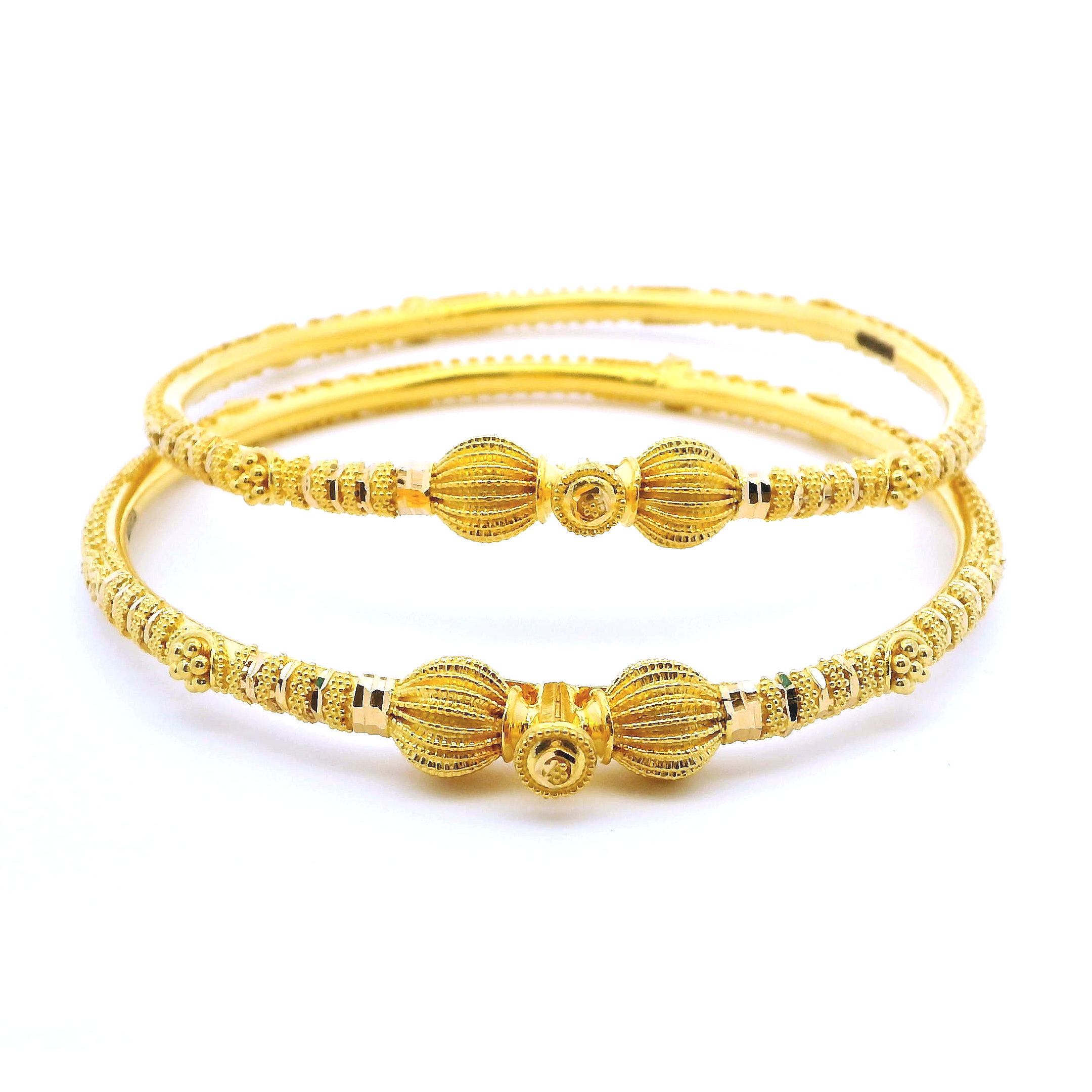 22ct Yellow Gold Filigree Bangles – Screw Fitting with Comfort Fit Finish | Elegant Jewellery