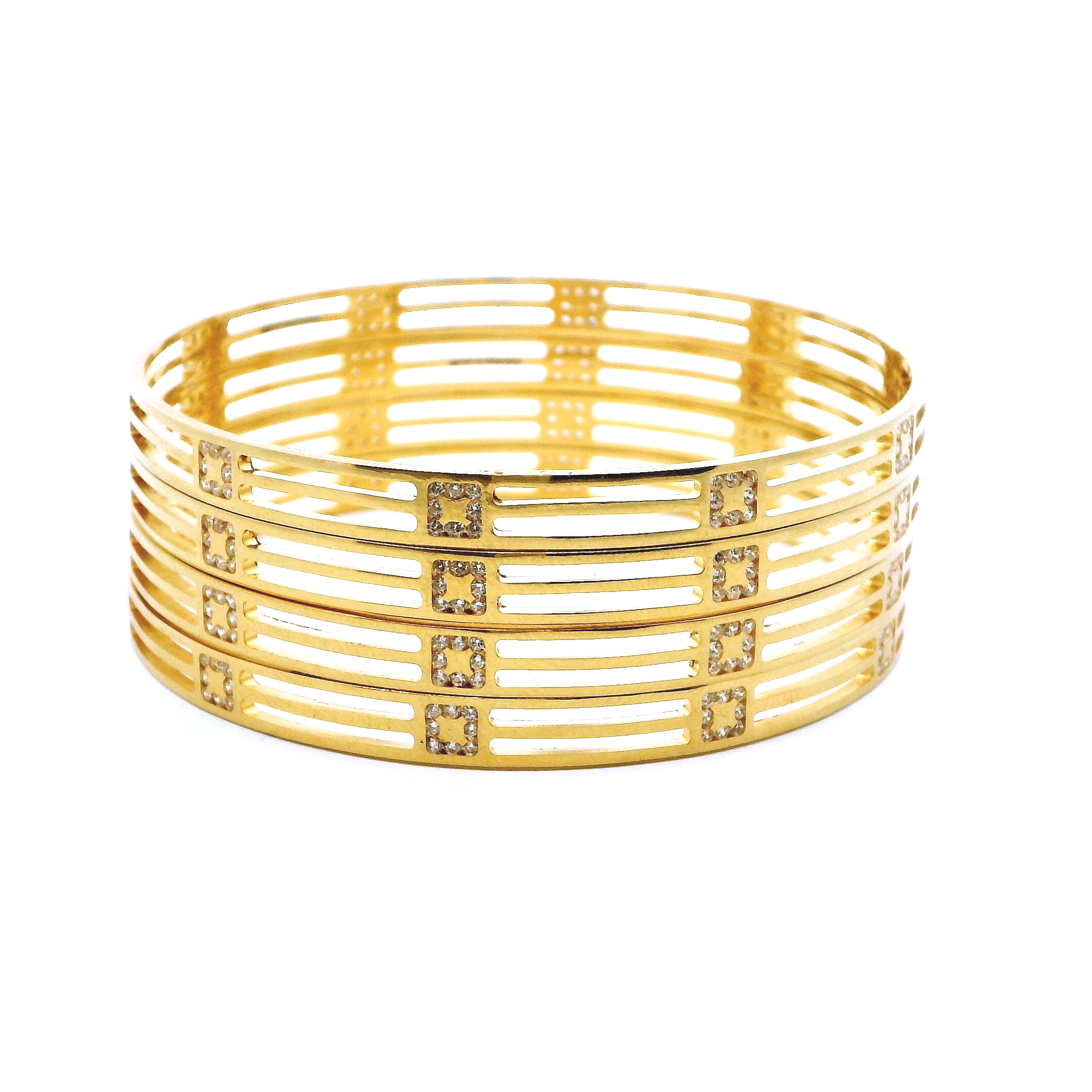 22ct Yellow Gold Women's Bangles with Cubic Zirconia Stones – Elegant Gold Jewellery for Women