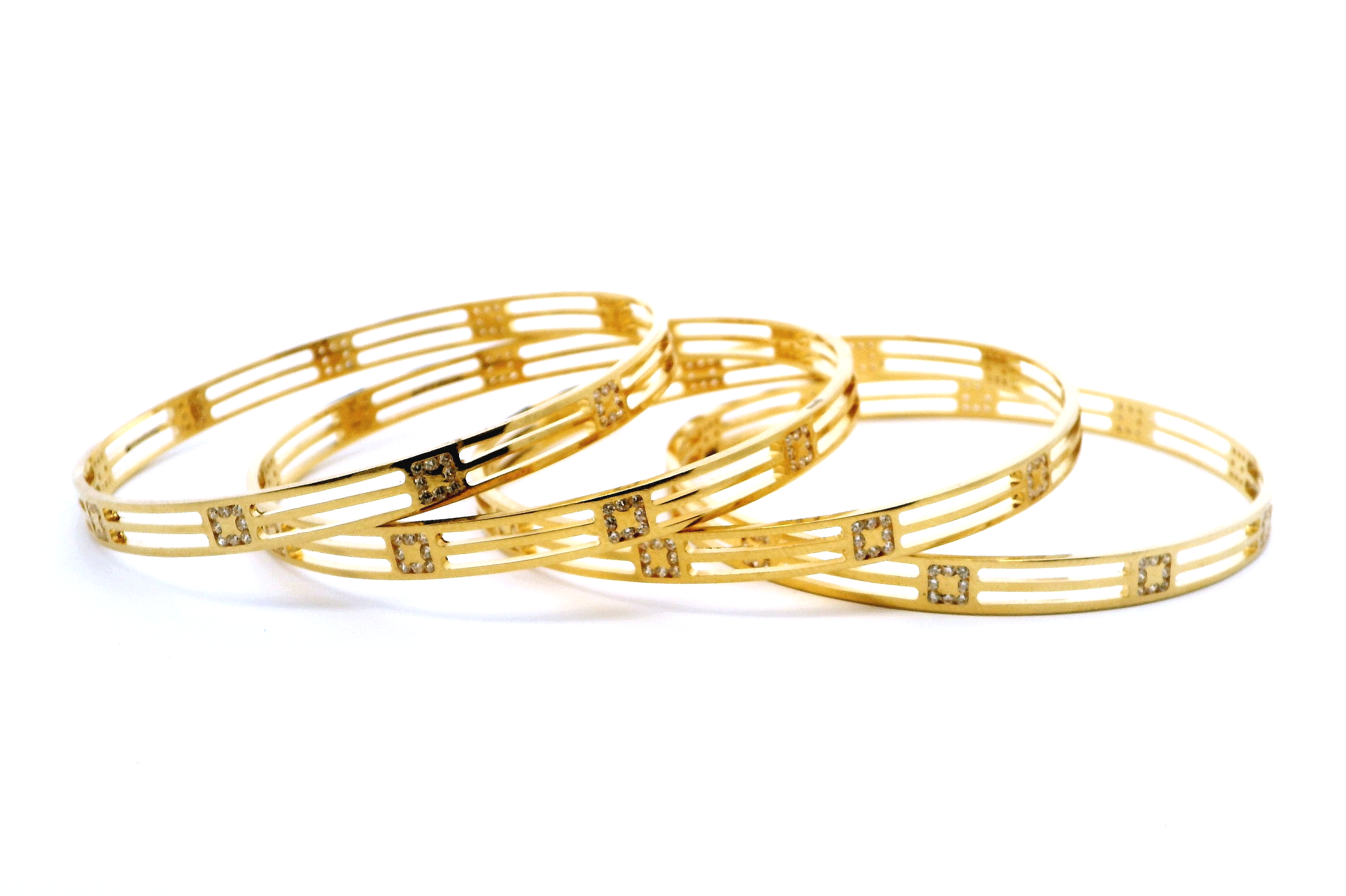 22ct Yellow Gold Women's Bangles with Cubic Zirconia Stones – Elegant Gold Jewellery for Women