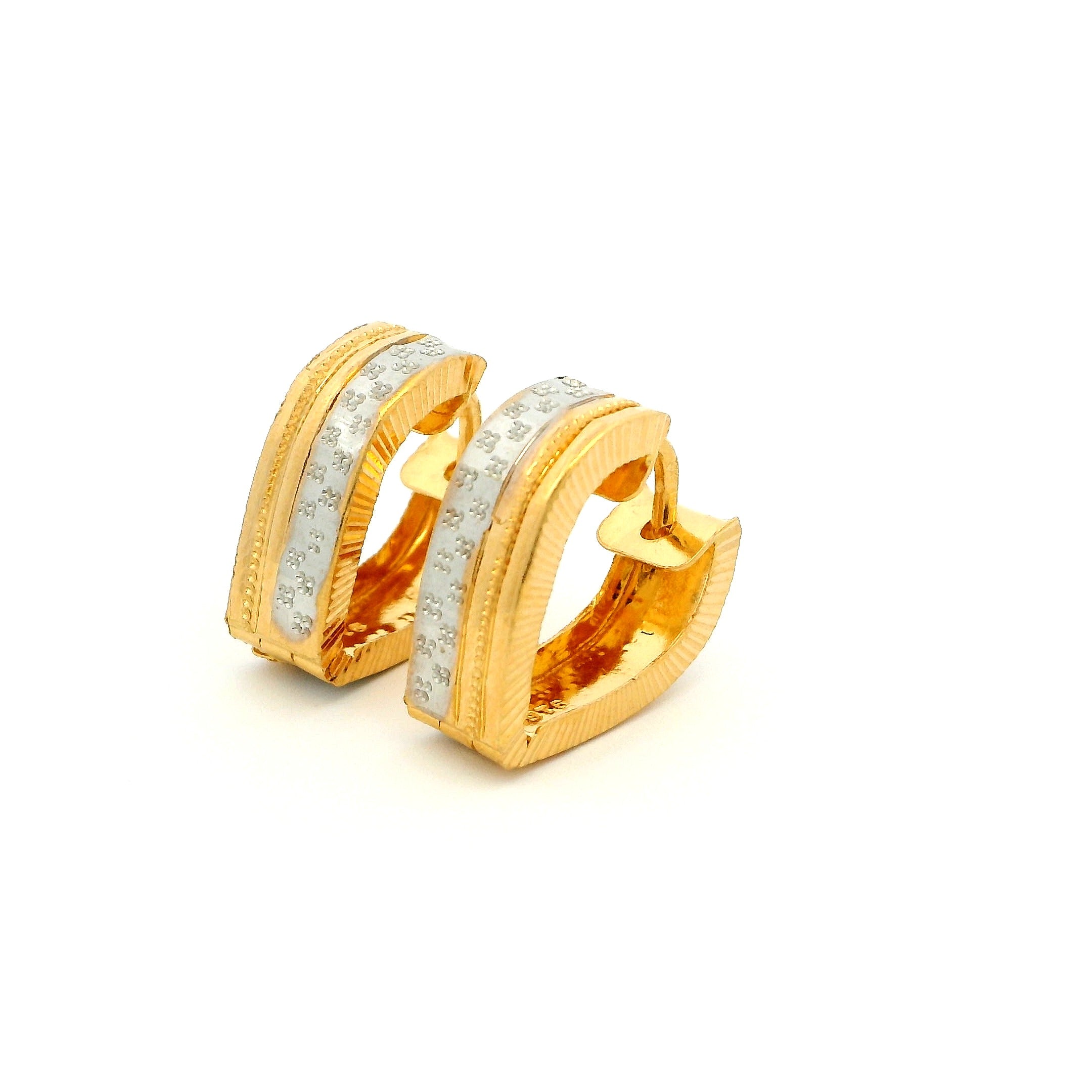 22ct Yellow Gold Hoop Earrings with Rhodium Plating – Elegant & Durable Jewellery for Any Occasion