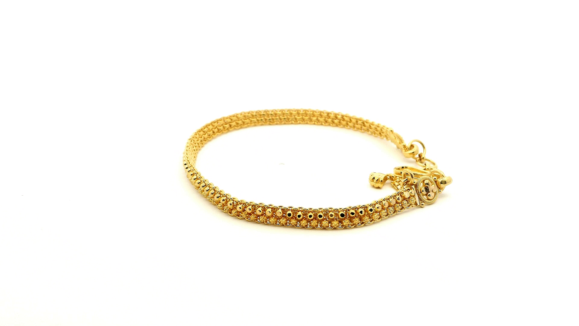 22ct Yellow Gold Ladies Bracelet with Filigree Work Design & U-Hook Clasp - Elegant Luxury Jewellery