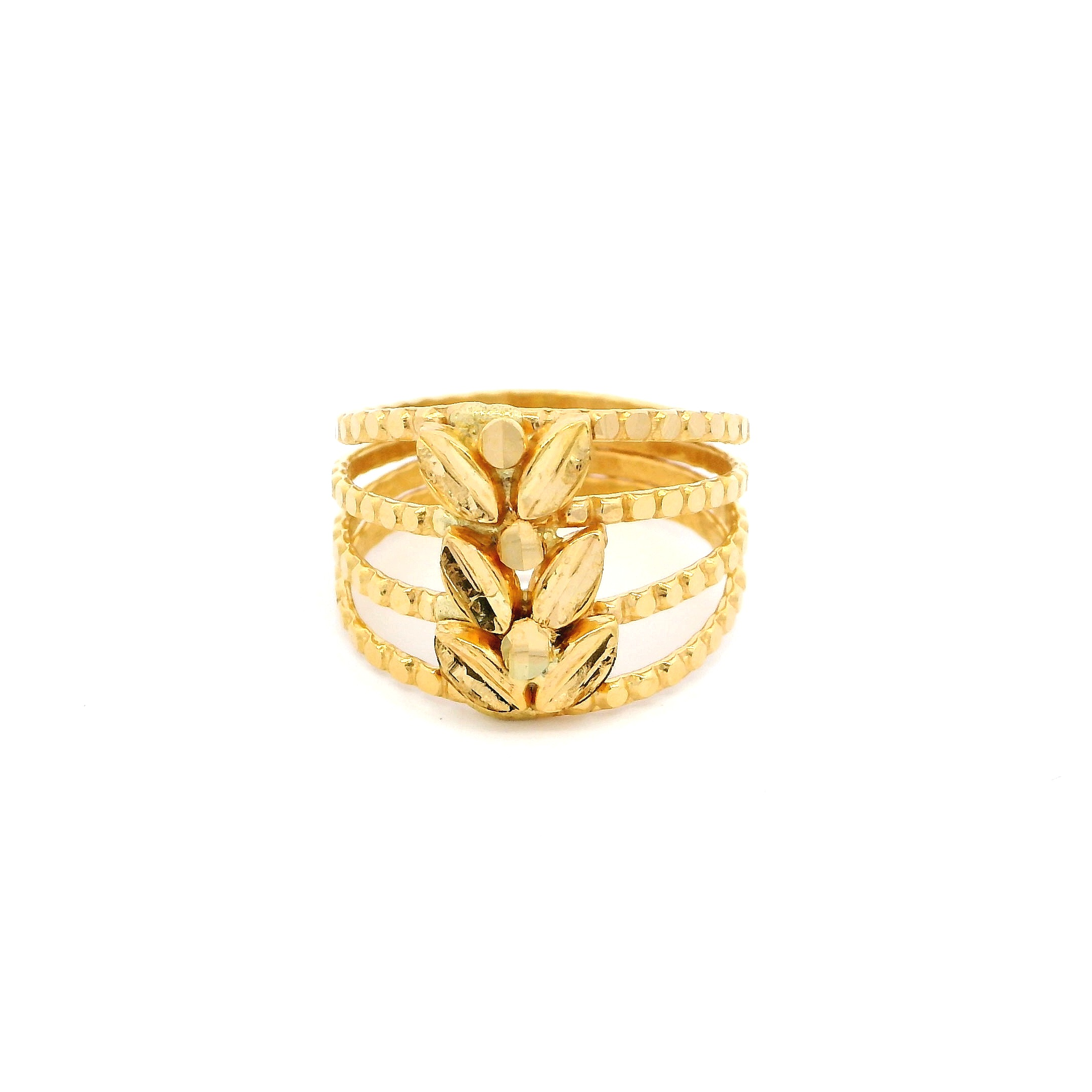 22ct Yellow Gold Women's Leaf Pattern Dress Ring – Elegant & Timeless Jewellery | Size O