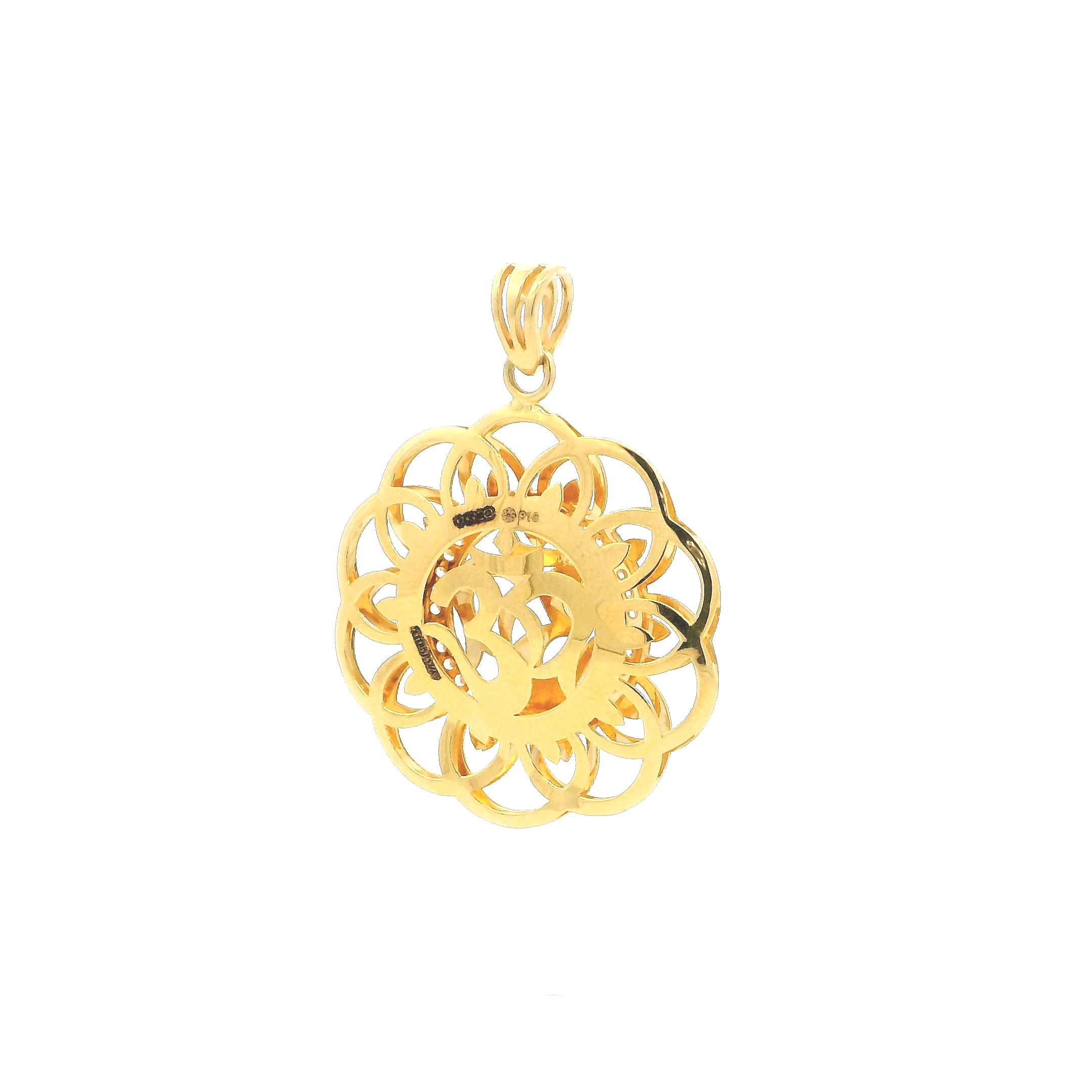 22ct Yellow Gold OM Pendant with Cubic Zirconia Stones | Beautifully Crafted Spiritual Jewellery