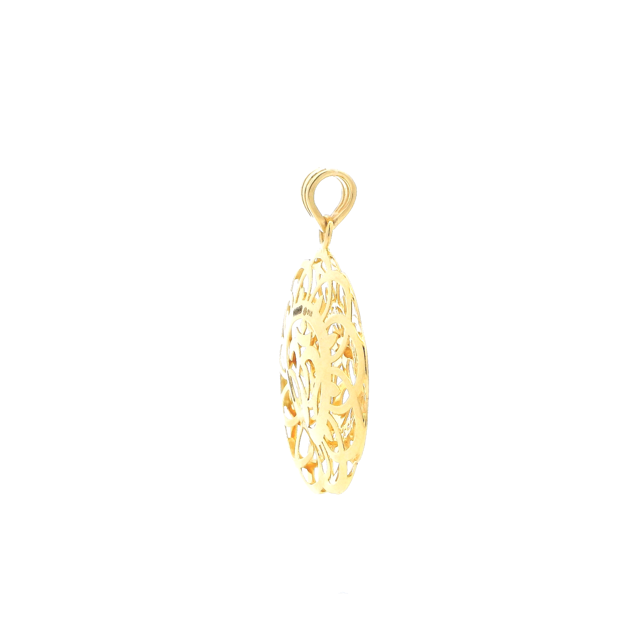 22ct Yellow Gold OM Pendant with Cubic Zirconia Stones | Beautifully Crafted Spiritual Jewellery