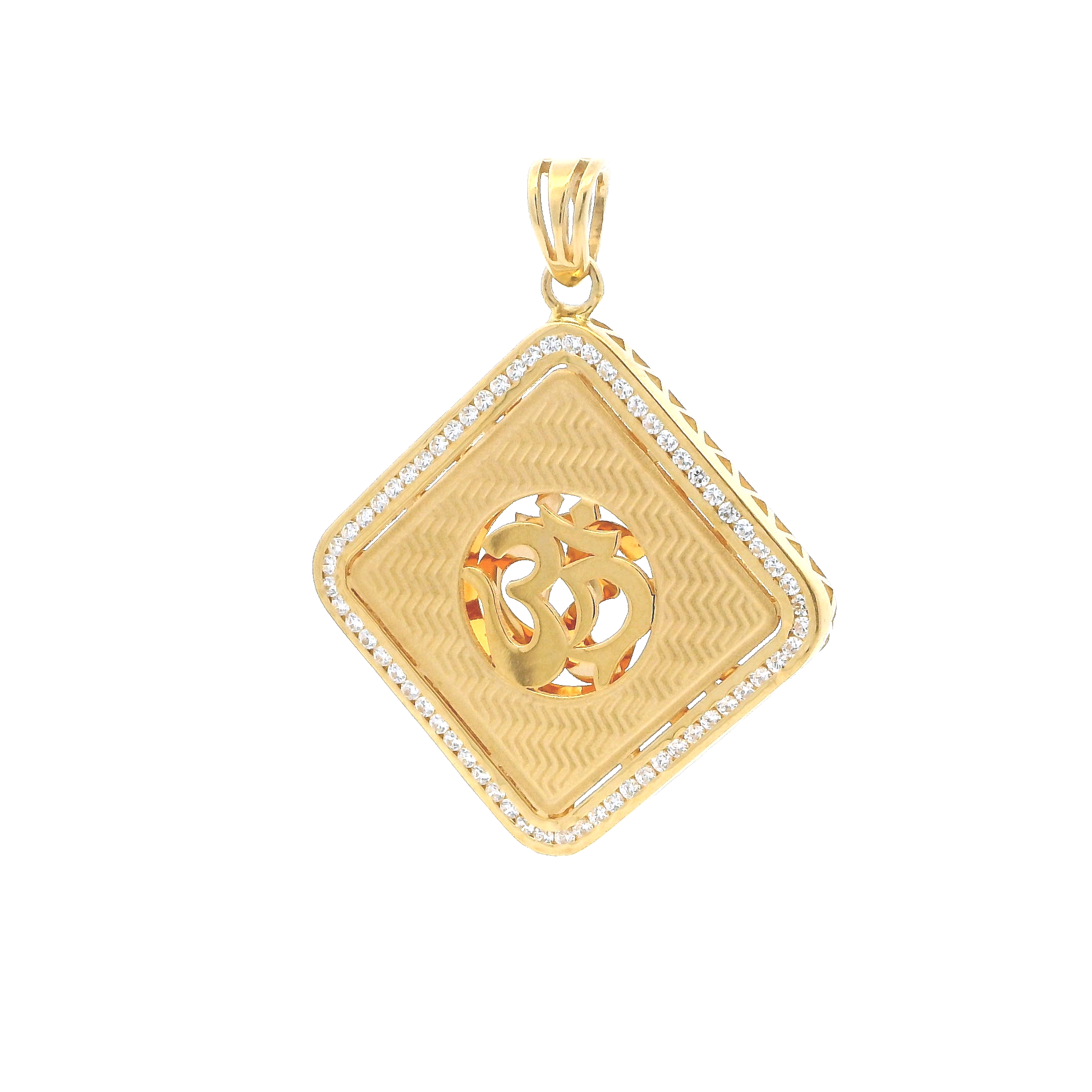 22ct Yellow Gold OM Pendant with Cubic Zirconia Stones | Luxurious Spiritual Jewellery