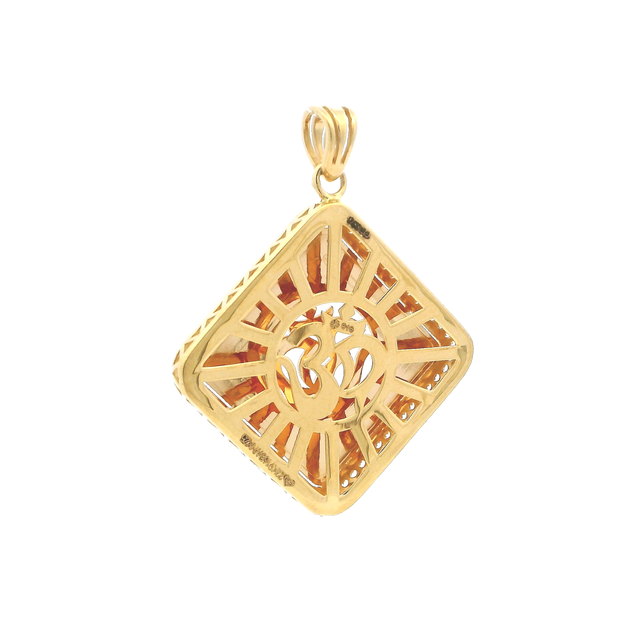 22ct Yellow Gold OM Pendant with Cubic Zirconia Stones | Luxurious Spiritual Jewellery