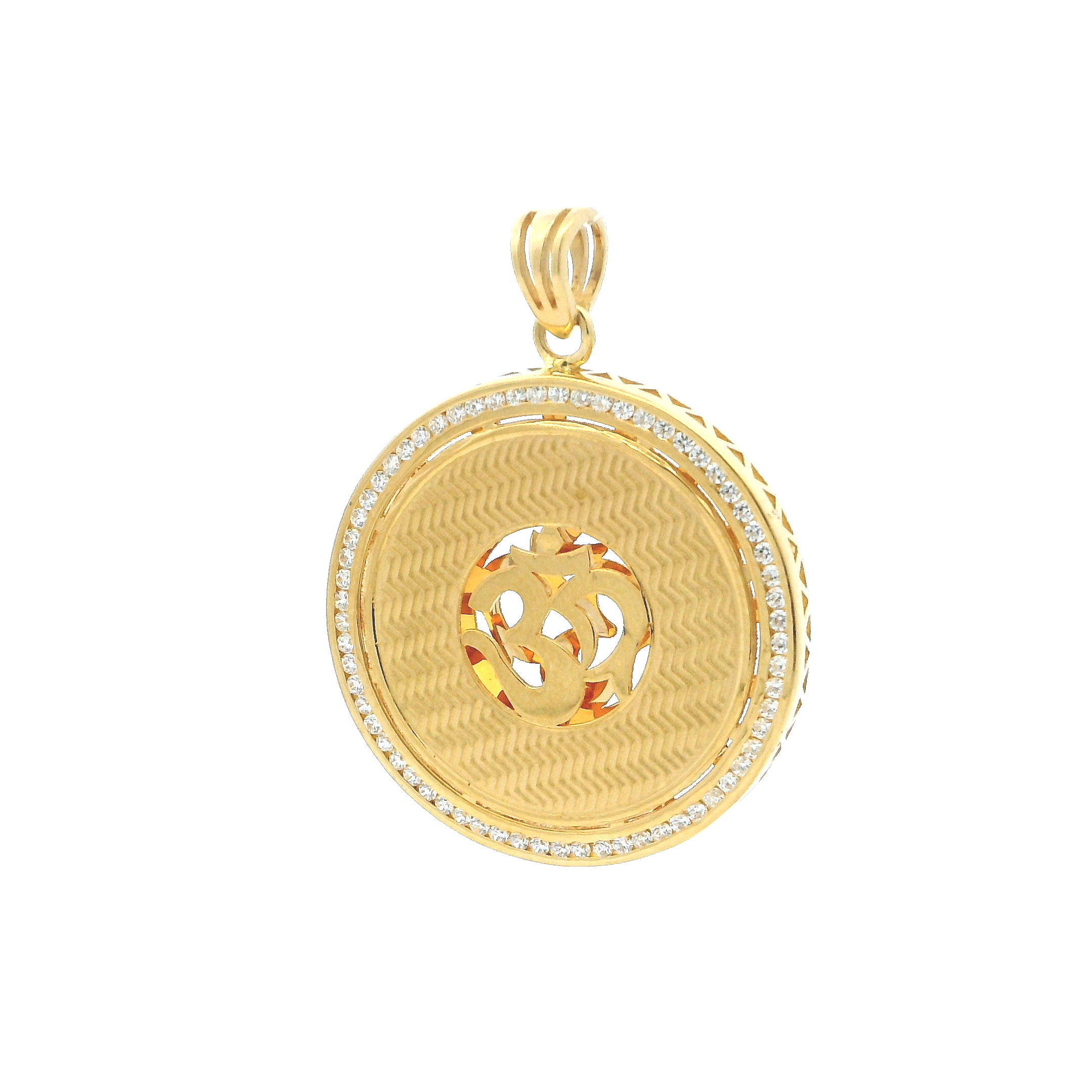 22ct Yellow Gold OM Pendant with Cubic Zirconia Stones | Divine Spiritual Jewellery