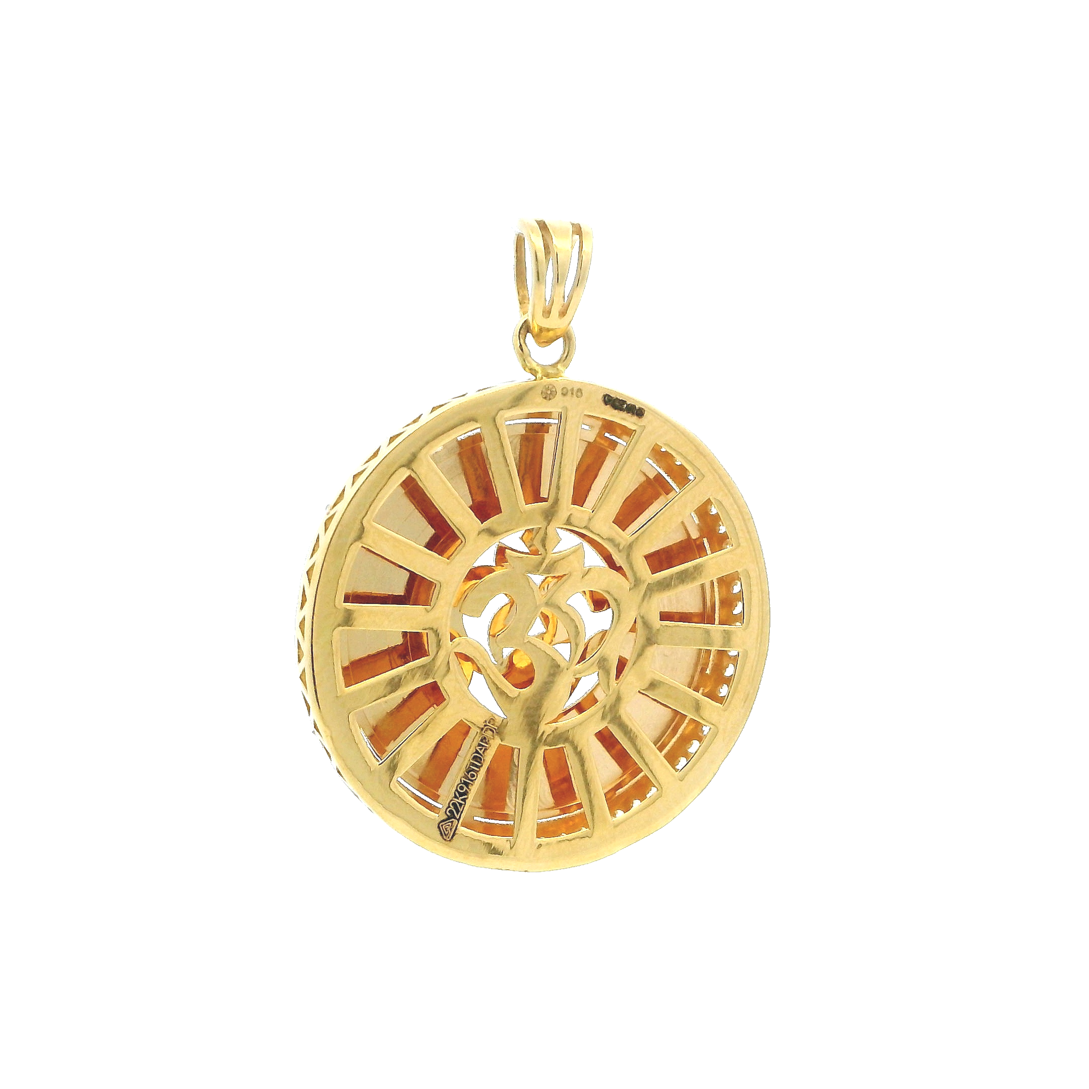 22ct Yellow Gold OM Pendant with Cubic Zirconia Stones | Divine Spiritual Jewellery