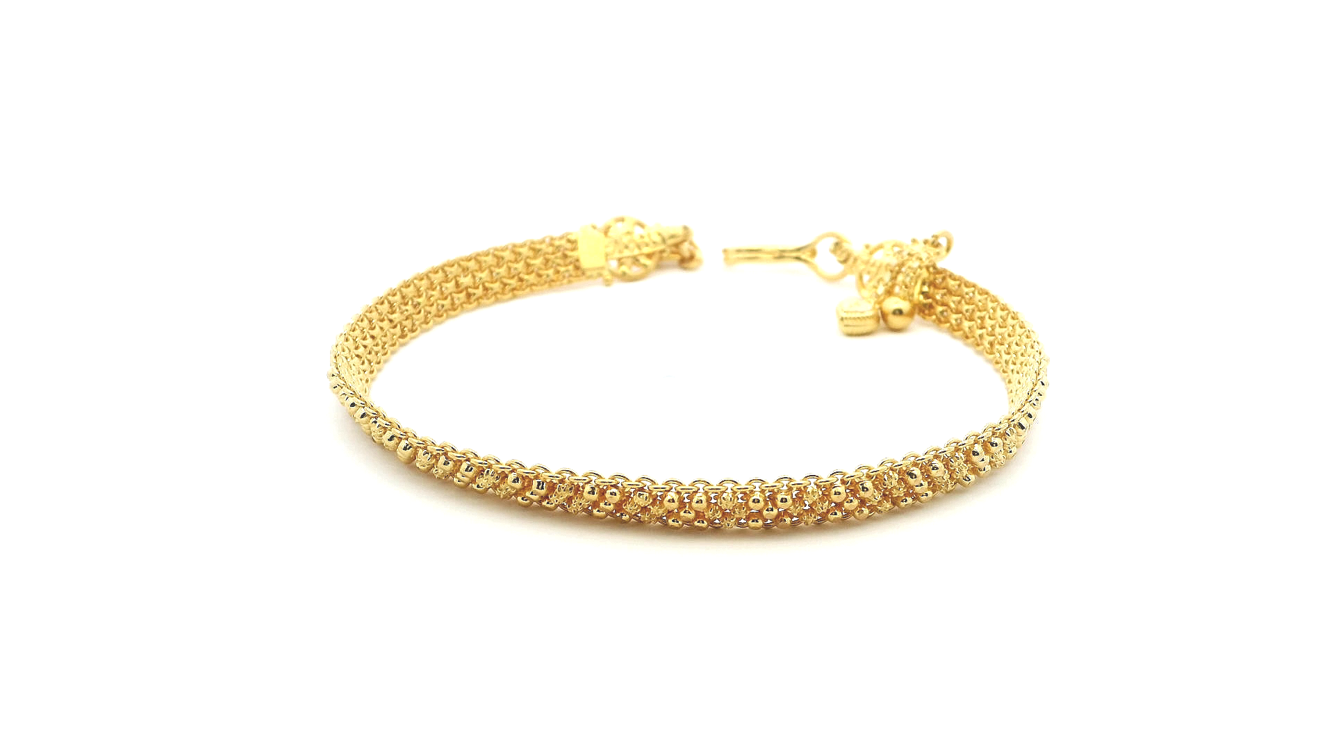 22ct Yellow Gold Ladies Bracelet with Filigree Work Design & U-Hook Clasp | Elegant Gold Jewellery