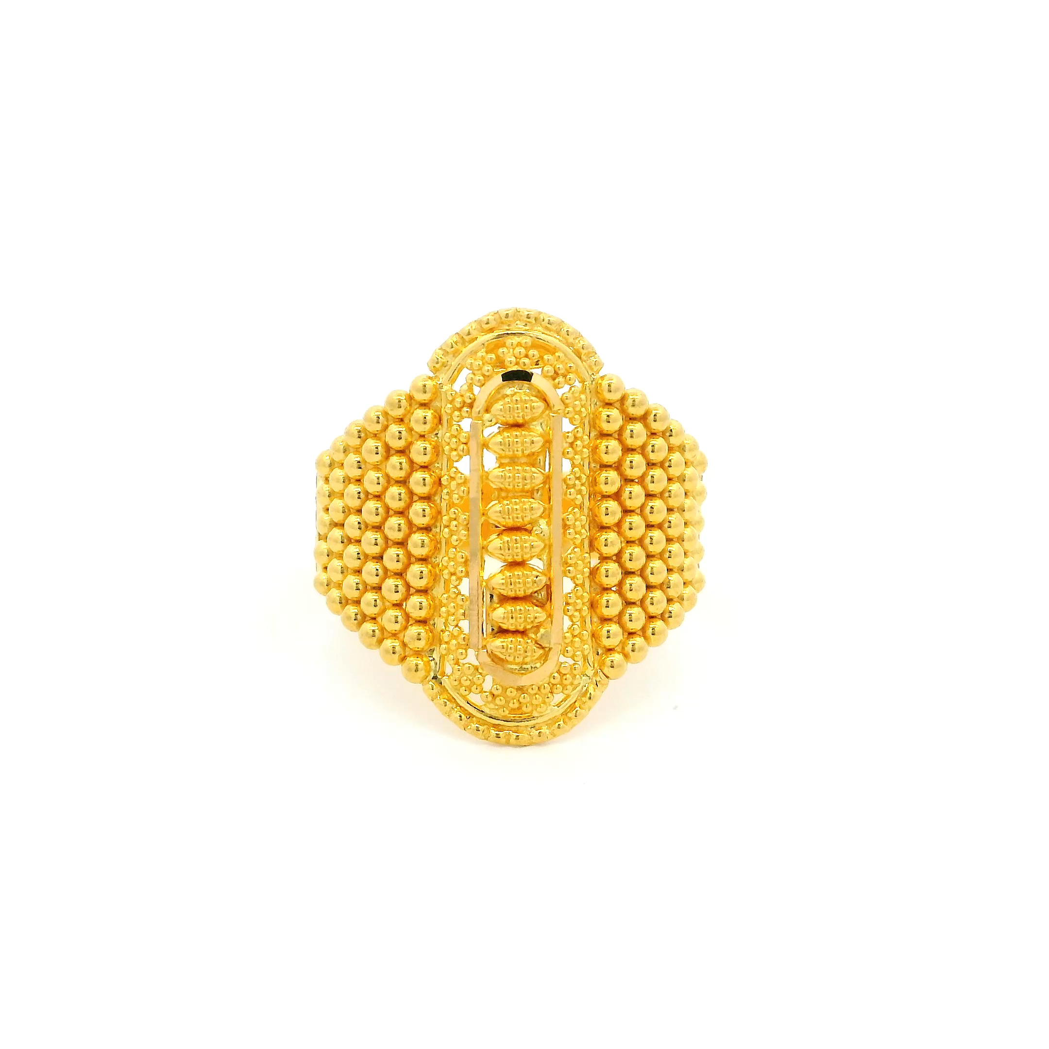 22ct Yellow Gold Ladies Ring with Intricate Filigree Work Design | Size N 1/2