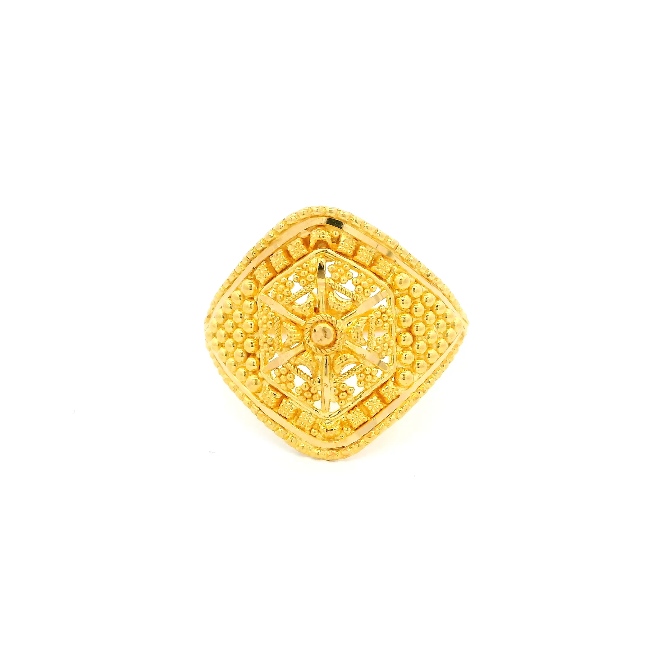 22ct Yellow Gold Ladies Ring with Intricate Filigree Work Design | Size O