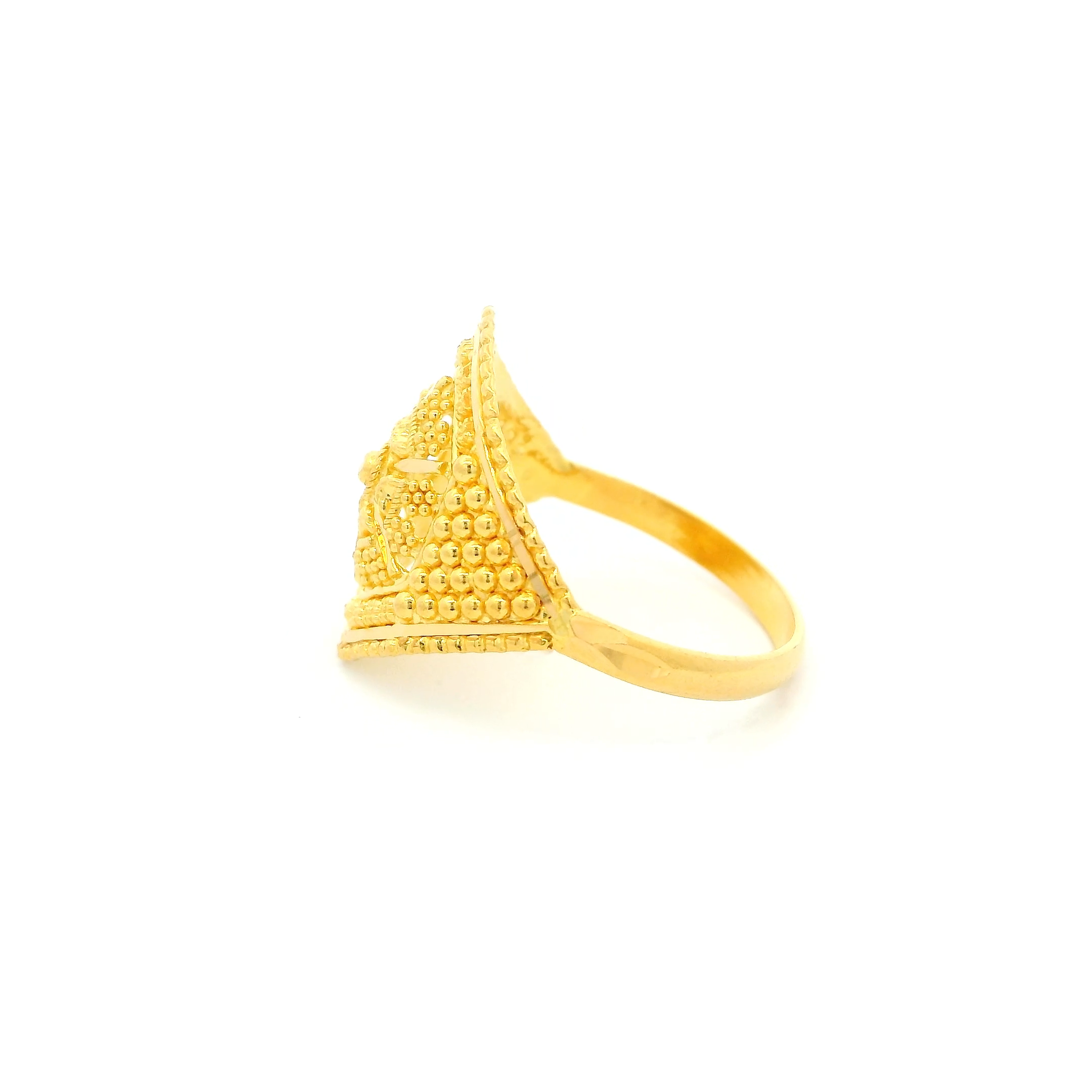 22ct Yellow Gold Ladies Ring with Intricate Filigree Work Design | Size O