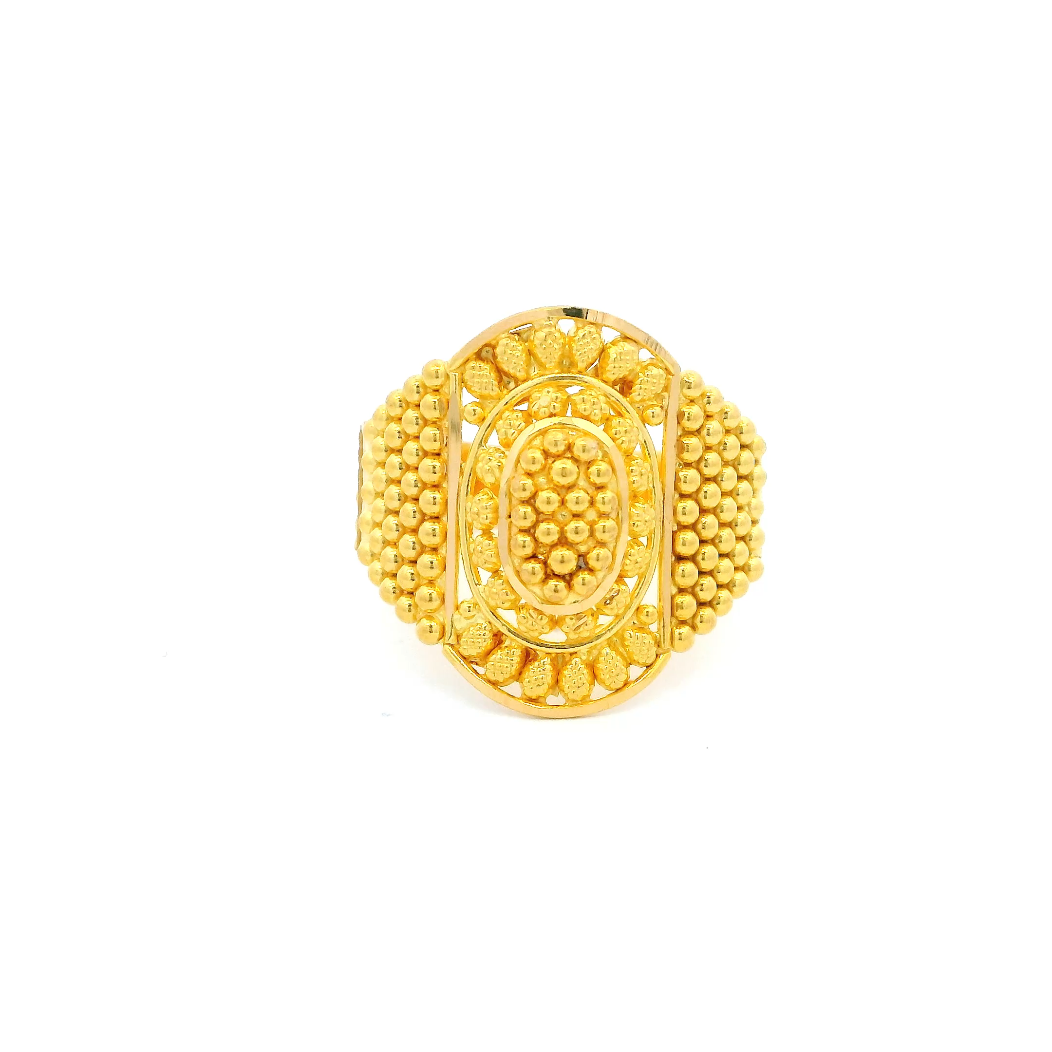 22ct Yellow Gold Ladies Ring with Elegant Filigree Work Design | Size N 1/2