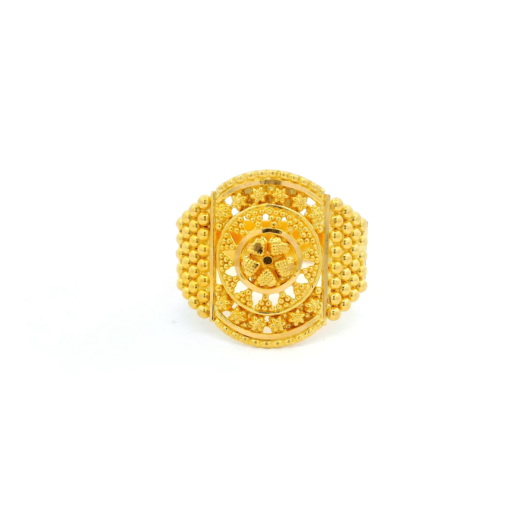 22ct Yellow Gold Ladies Ring with Intricate Filigree Design | Size M