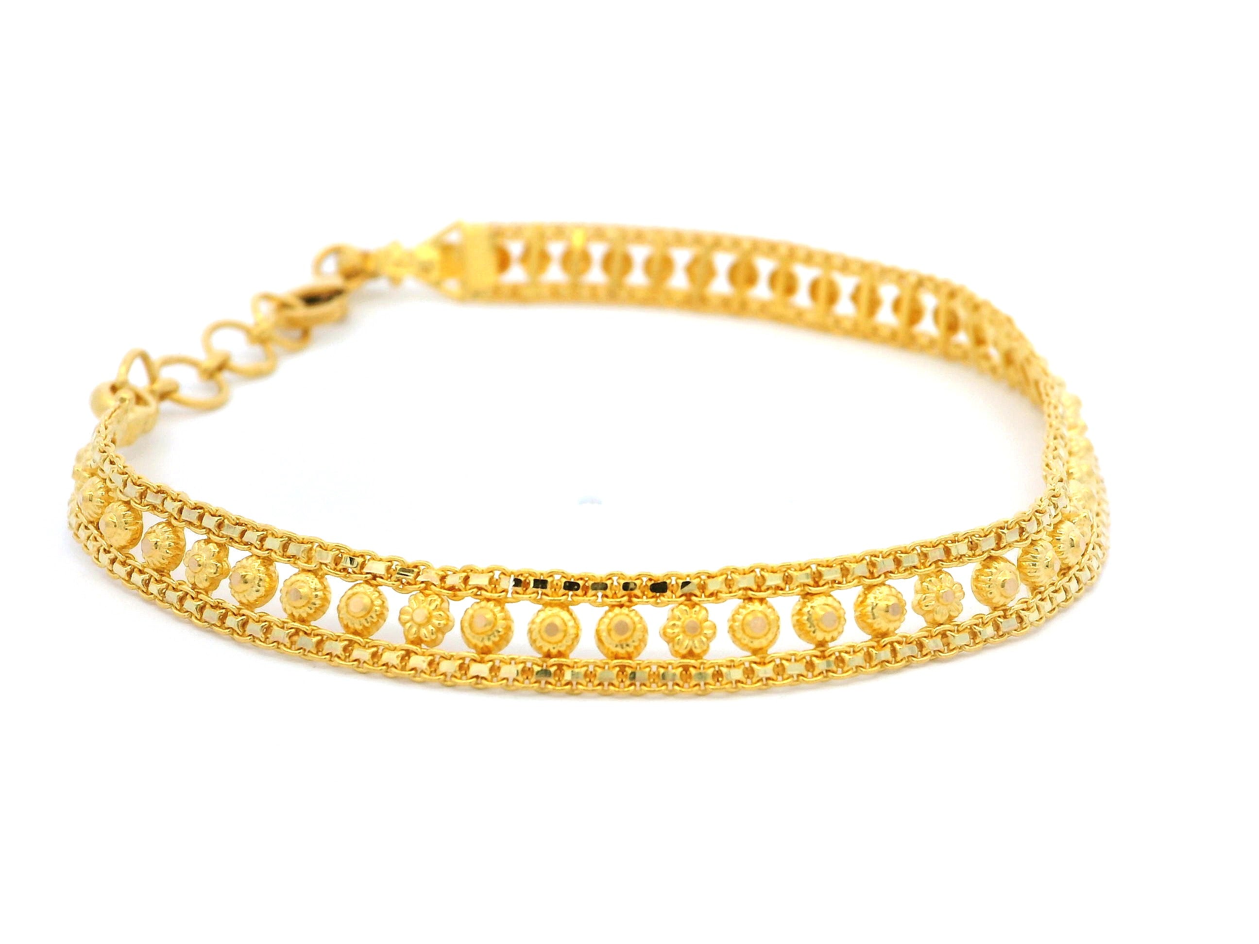 22ct Yellow Gold Flat Bracelet with Filigree Work Design for Women – Elegant Gold Jewellery