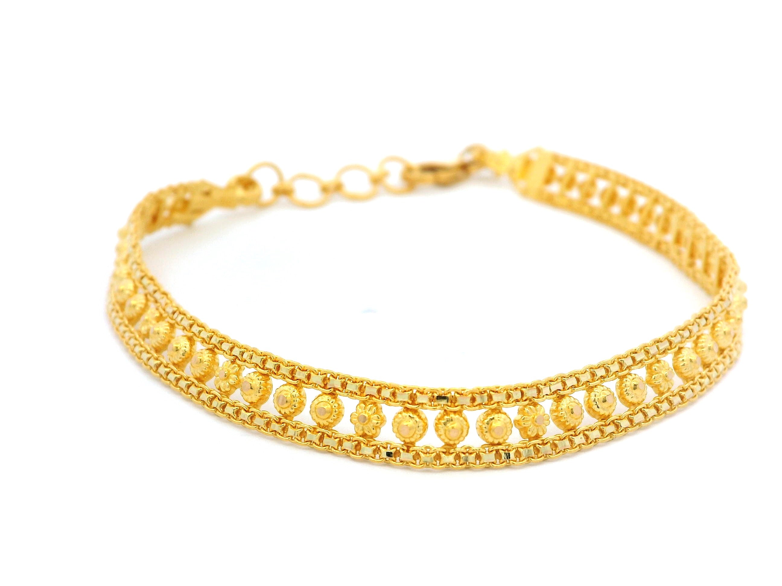 22ct Yellow Gold Flat Bracelet with Filigree Work Design for Women – Elegant Gold Jewellery