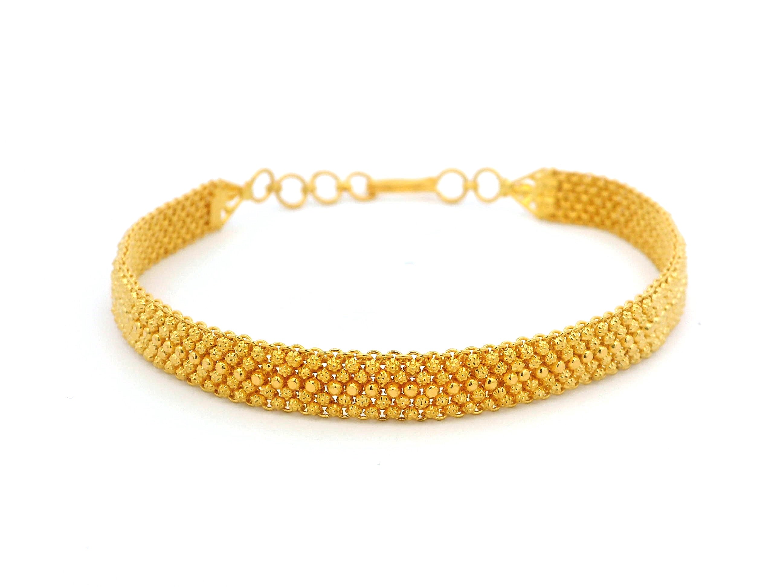 22ct Yellow Gold Flat Bracelet with Filigree Work Design – Classic and Elegant Gold Jewellery