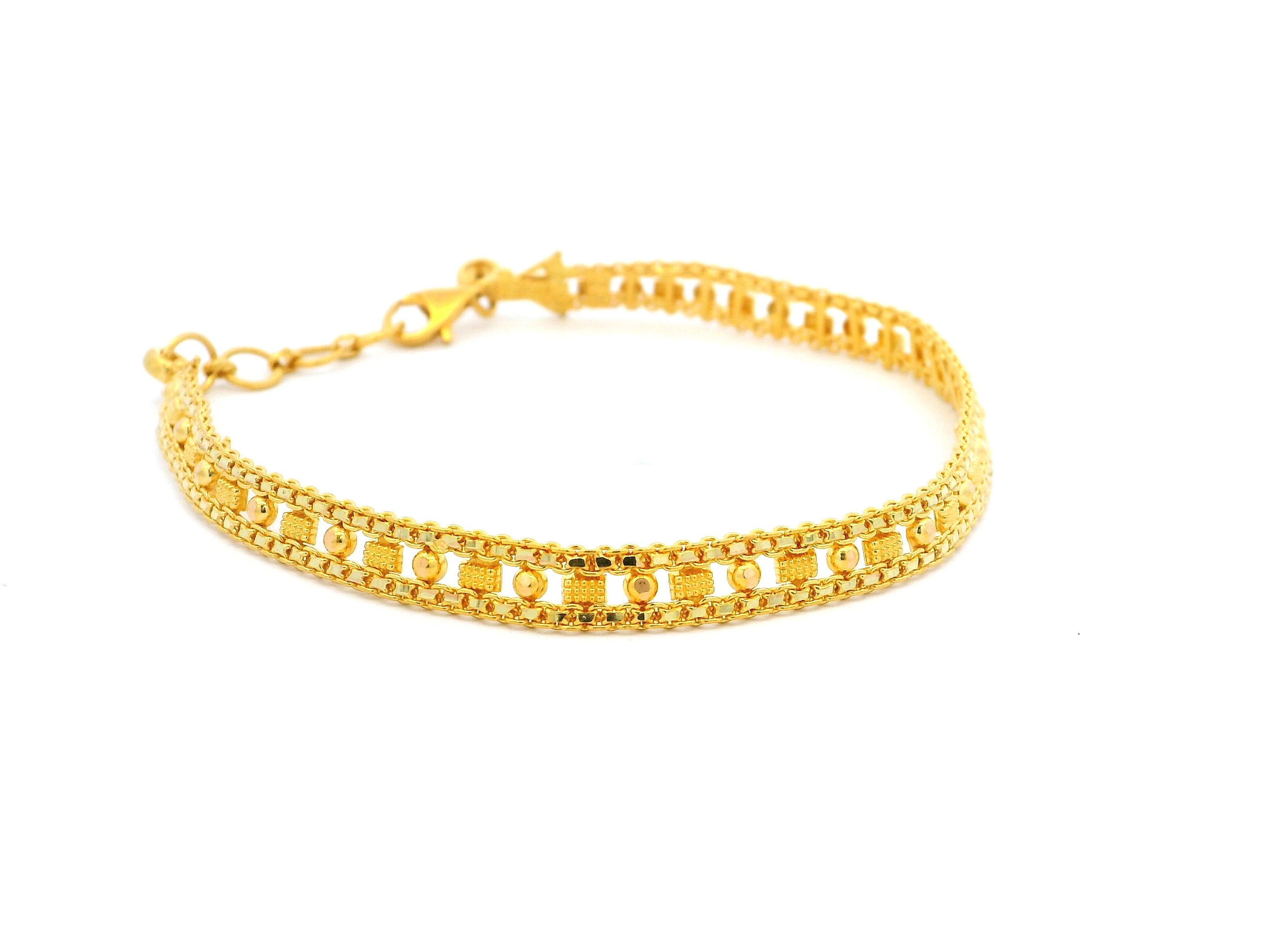 22ct Yellow Gold Flat Bracelet with Intricate Filigree Work Design – Elegant Gold Jewellery