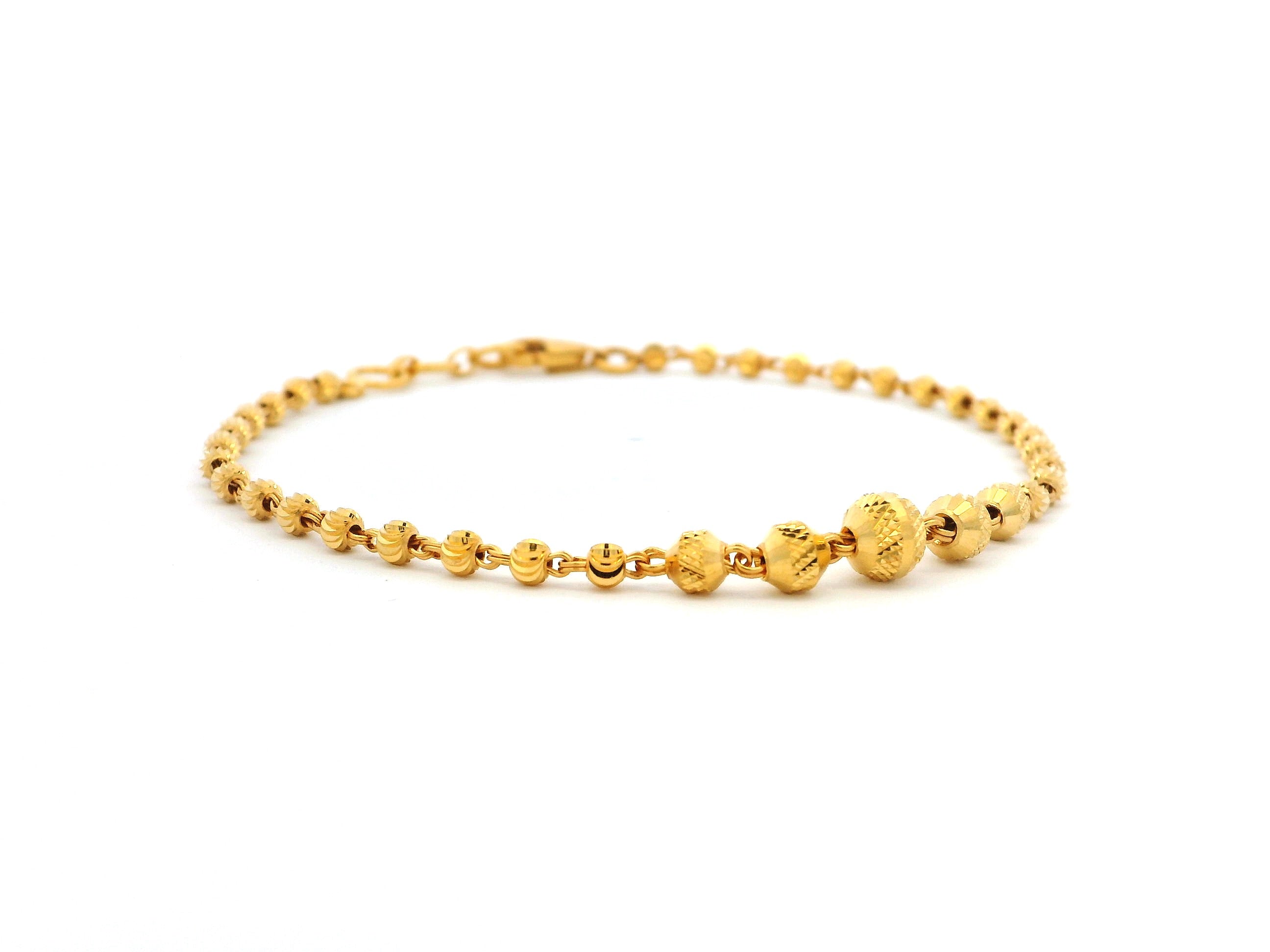 22ct Yellow Gold Bracelet with Diamond-Cut Design Beads – Elegant Luxury Gold Jewellery