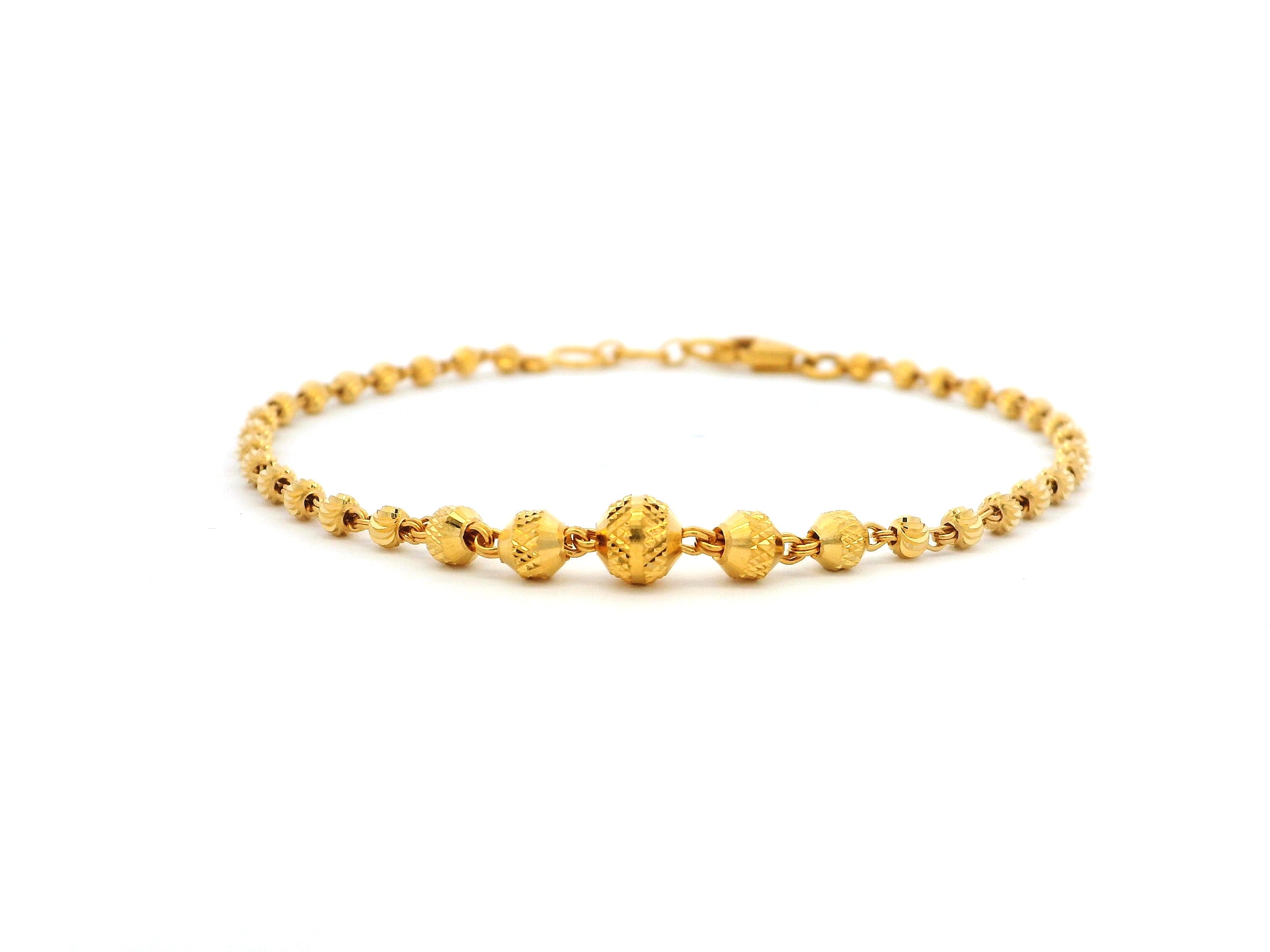 22ct Yellow Gold Bracelet with Diamond-Cut Design Beads – Elegant Luxury Gold Jewellery