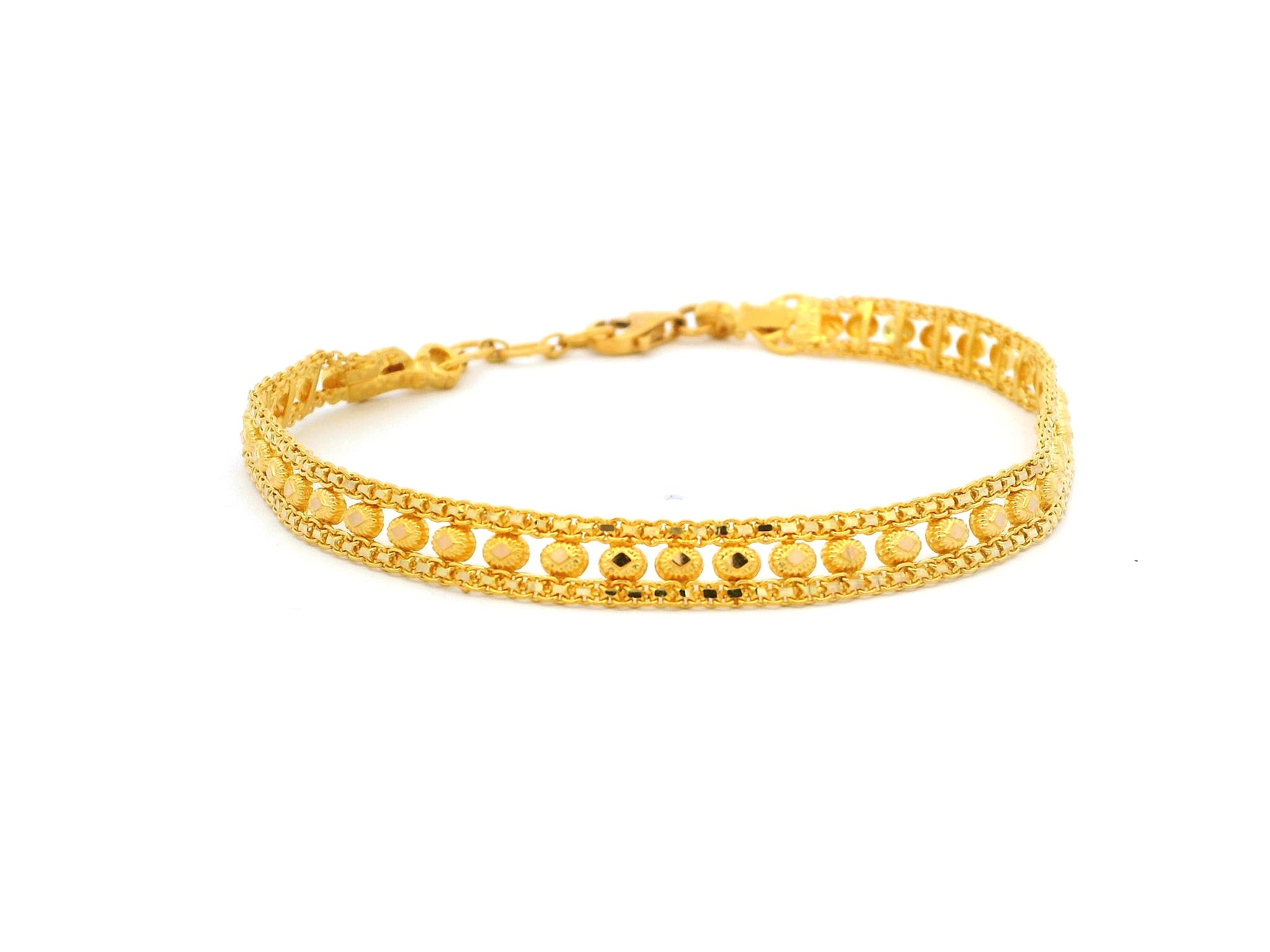 22ct Yellow Gold Flat Bracelet with Intricate Filigree Work Design – Elegant Gold Jewellery for Women