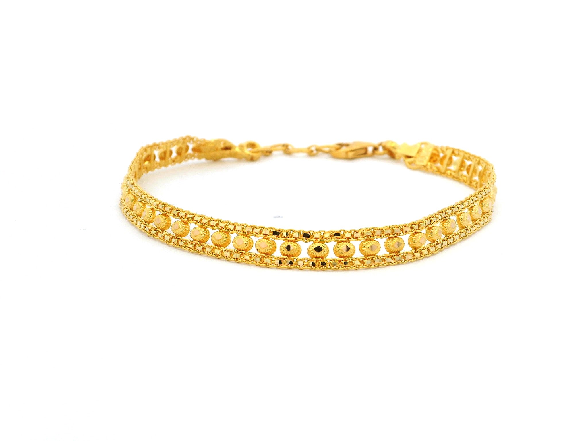 22ct Yellow Gold Flat Bracelet with Intricate Filigree Work Design – Elegant Gold Jewellery for Women