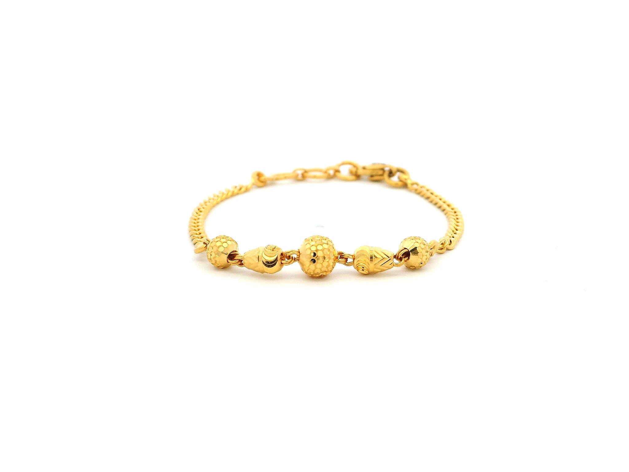 22ct Yellow Gold Children's Bracelet with Diamond-Cut Beads & Lobster Claw Clasp – Perfect Gift for Kids