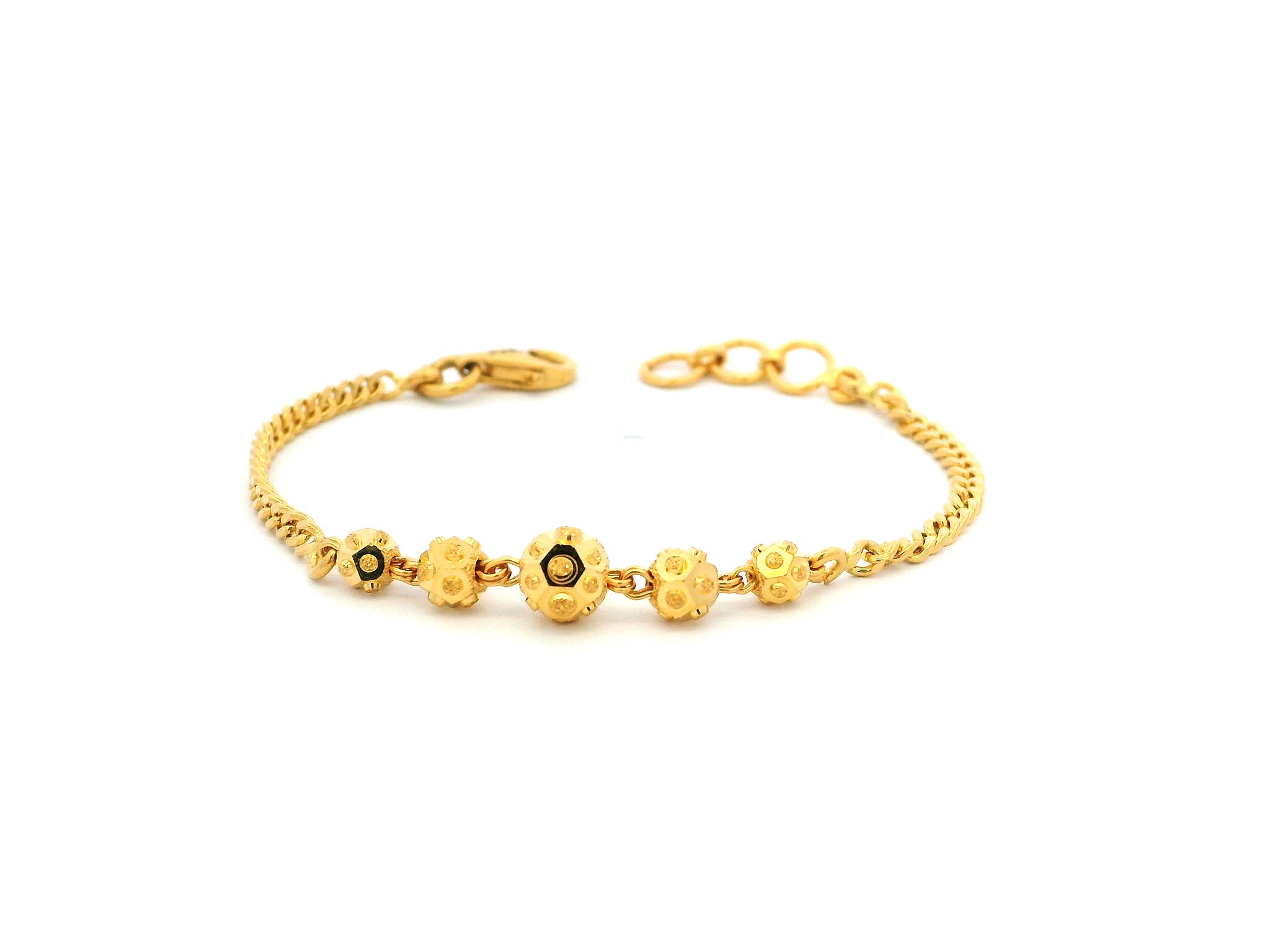 22ct Yellow Gold Children's Bracelet with Diamond-Cut Beads & Lobster Claw Clasp – Stylish Kids Jewellery