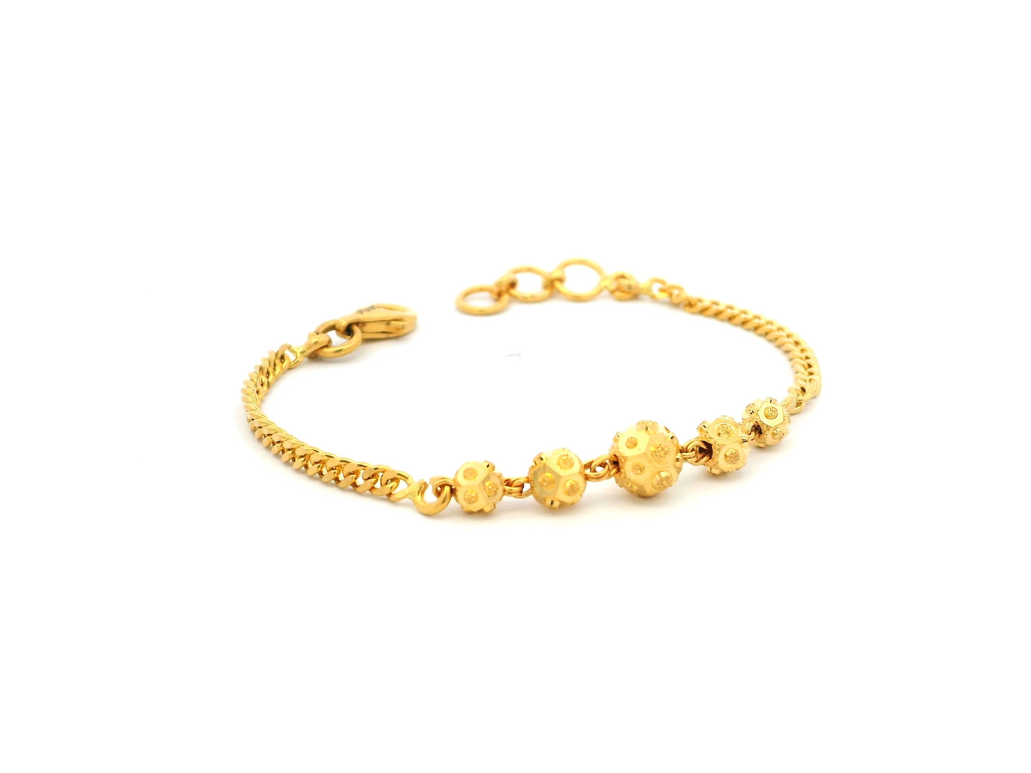 22ct Yellow Gold Children's Bracelet with Diamond-Cut Beads & Lobster Claw Clasp – Stylish Kids Jewellery