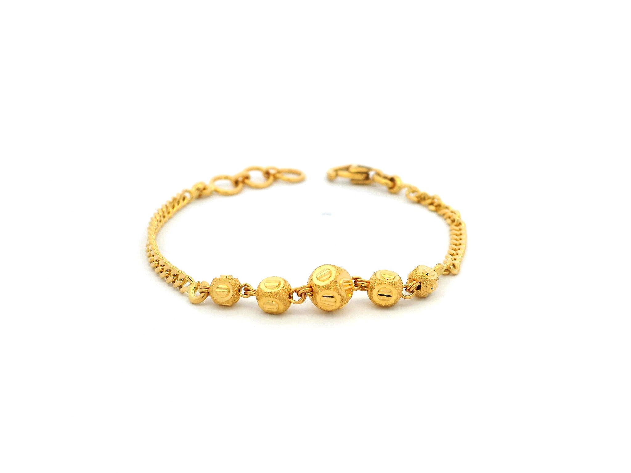 22ct Yellow Gold Children's Bracelet with Diamond-Cut Beads & Lobster Claw Clasp – Stylish Kids Jewellery