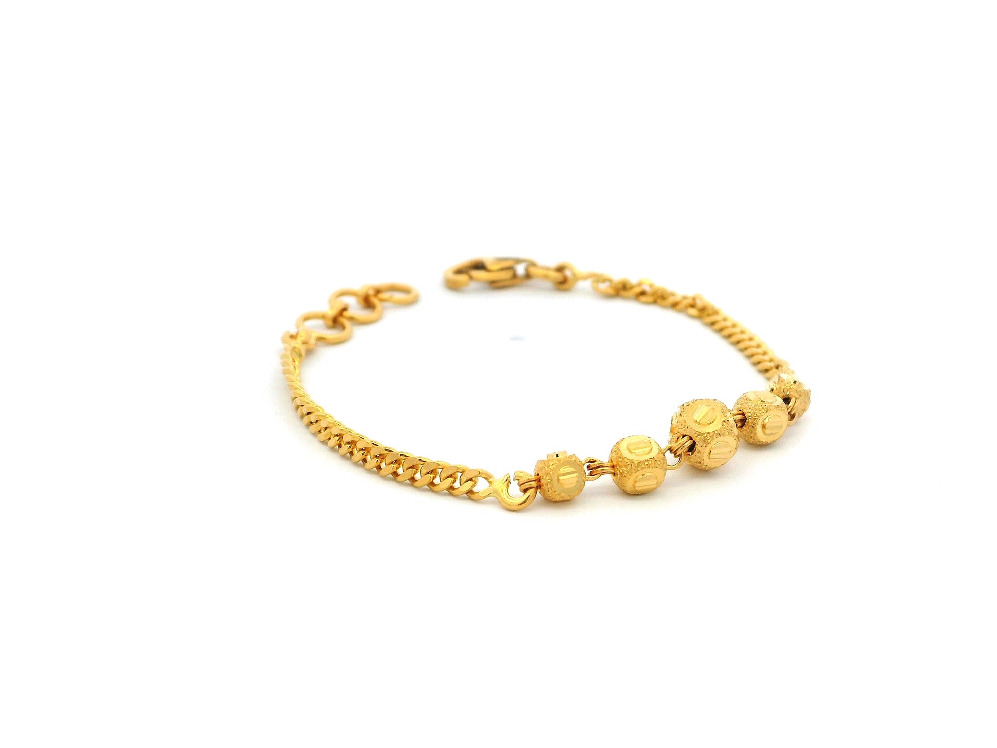 22ct Yellow Gold Children's Bracelet with Diamond-Cut Beads & Lobster Claw Clasp – Stylish Kids Jewellery