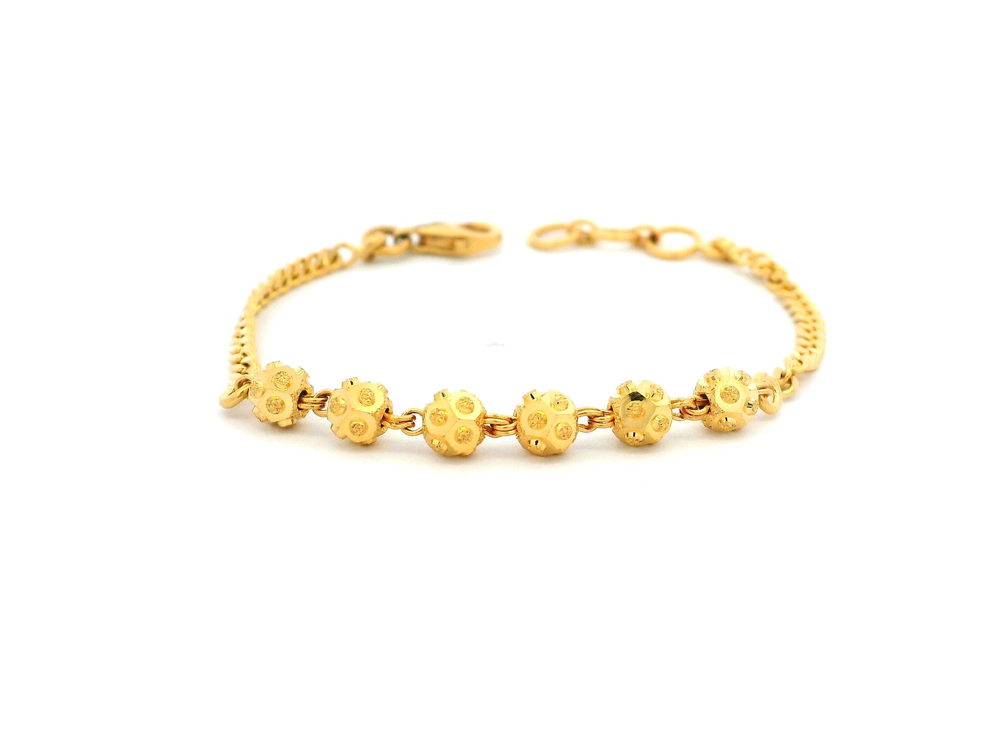 22ct Yellow Gold Children's Bracelet with Diamond-Cut Beads & Lobster Claw Clasp – Elegant Kids Jewellery