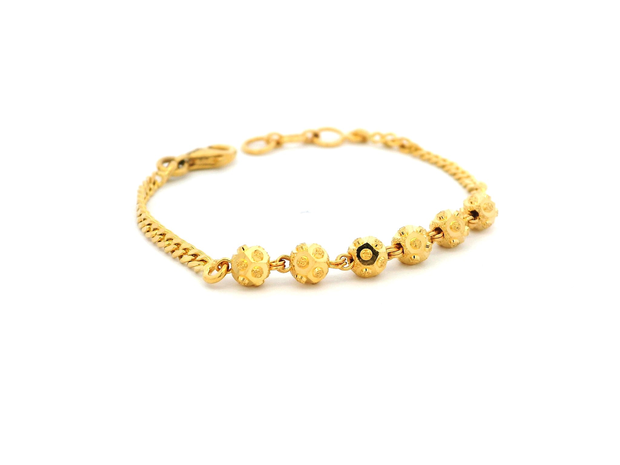 22ct Yellow Gold Children's Bracelet with Diamond-Cut Beads & Lobster Claw Clasp – Elegant Kids Jewellery