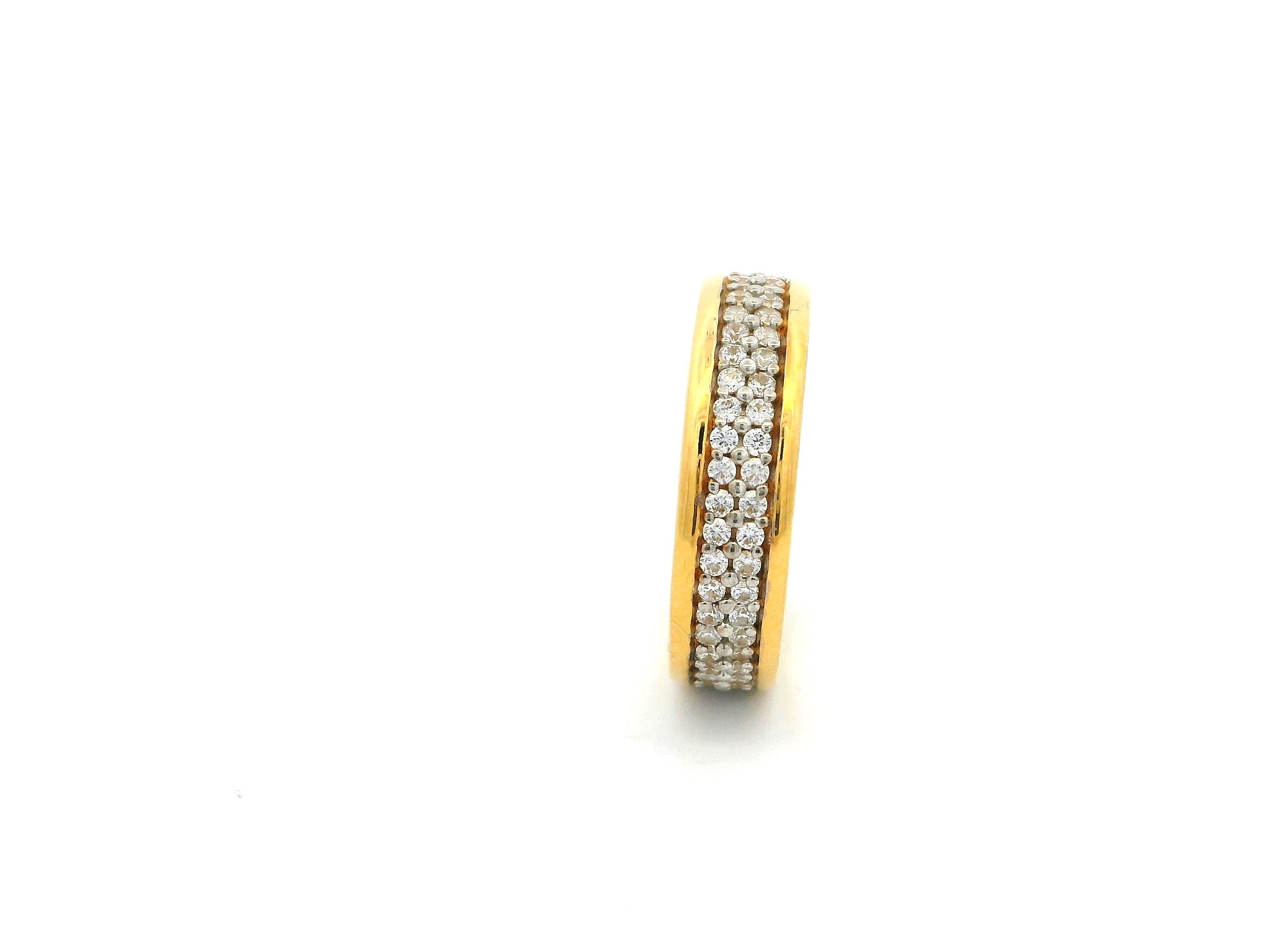 22ct Yellow Gold Ladies Ring with Two Rows of Cubic Zirconia Stones | Ring Size N 1/2 | Elegant Gold Jewellery