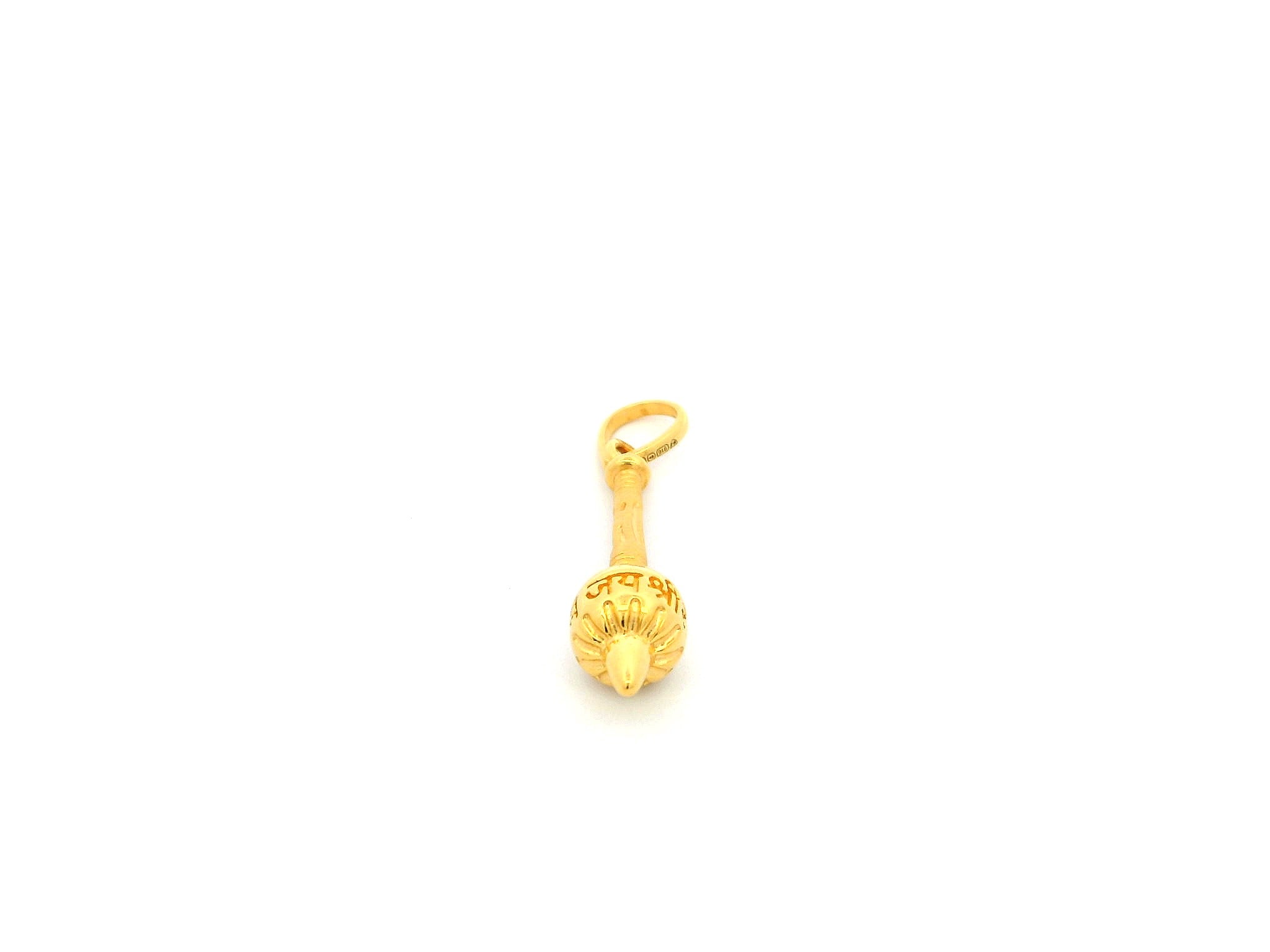 22ct Yellow Gold Hanuman Gada Design Pendant - Sacred Hindu Pendant for Spiritual Blessings