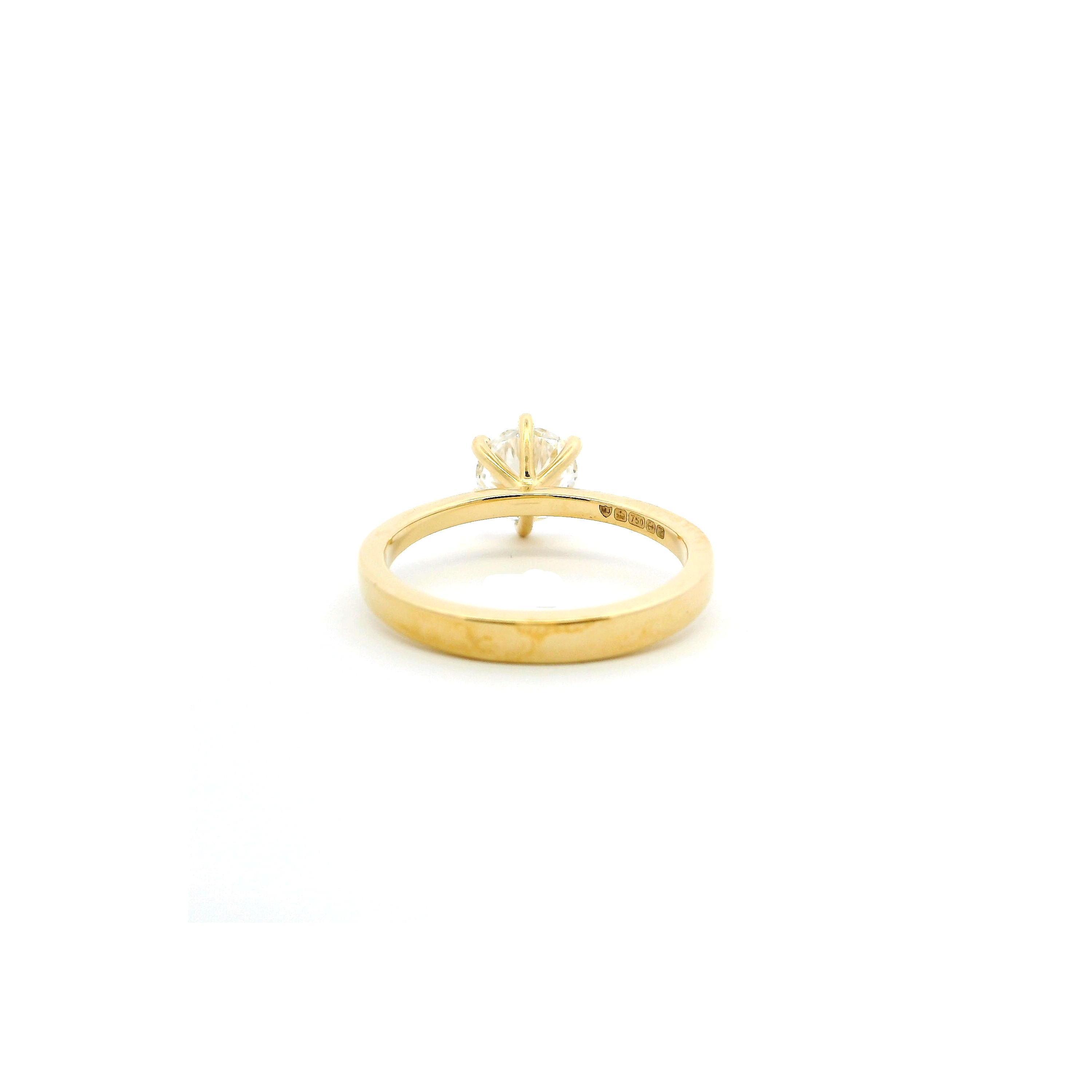 18ct Yellow Gold Laboratory Grown Solitaire Diamond Engagement Ring – Six Claw Setting | Size M