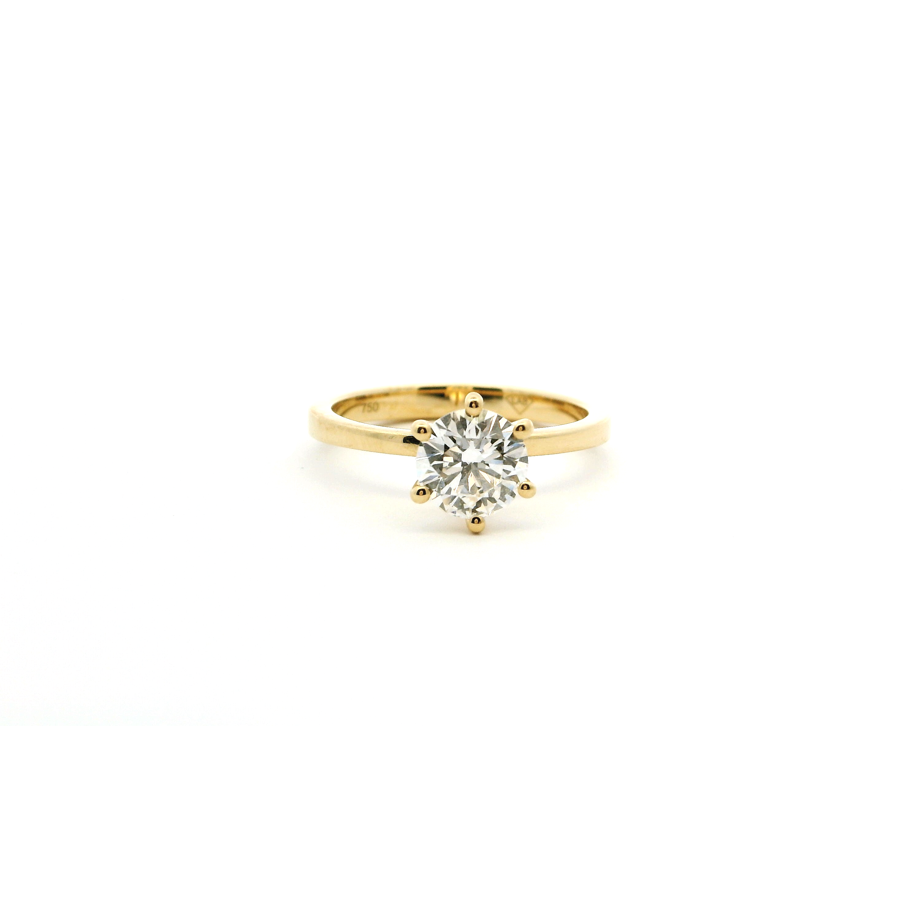 18ct Yellow Gold Laboratory Grown Solitaire Diamond Engagement Ring – Six Claw Setting | Size M