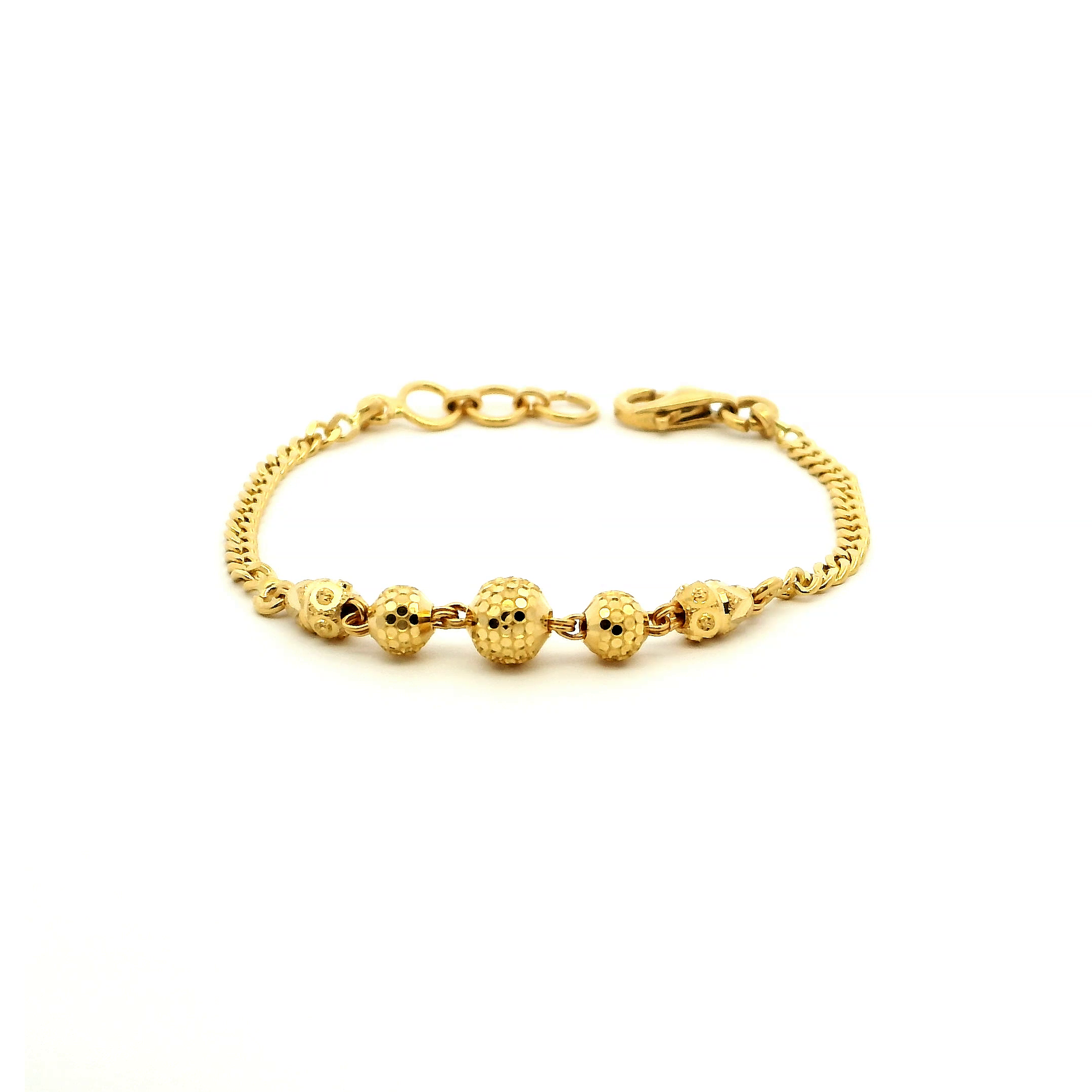 22ct Yellow Gold Children's Bracelet – Diamond-Cut Beads with Lobster Claw Clasp | Durable & Stylish Kids Jewellery