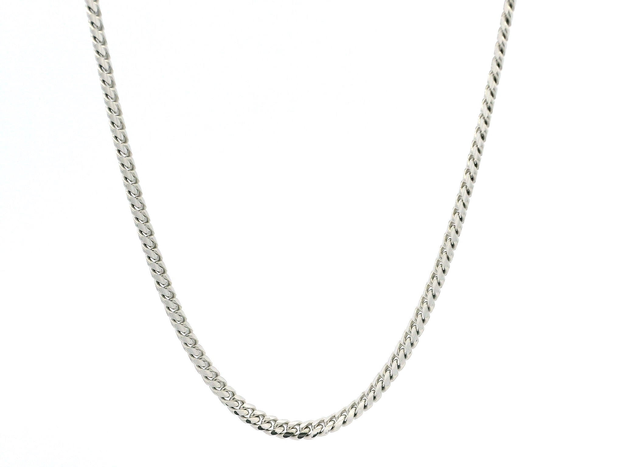 18ct White Gold Cuban Chain with Secure Lobster Clasp | Luxury Men's Jewellery