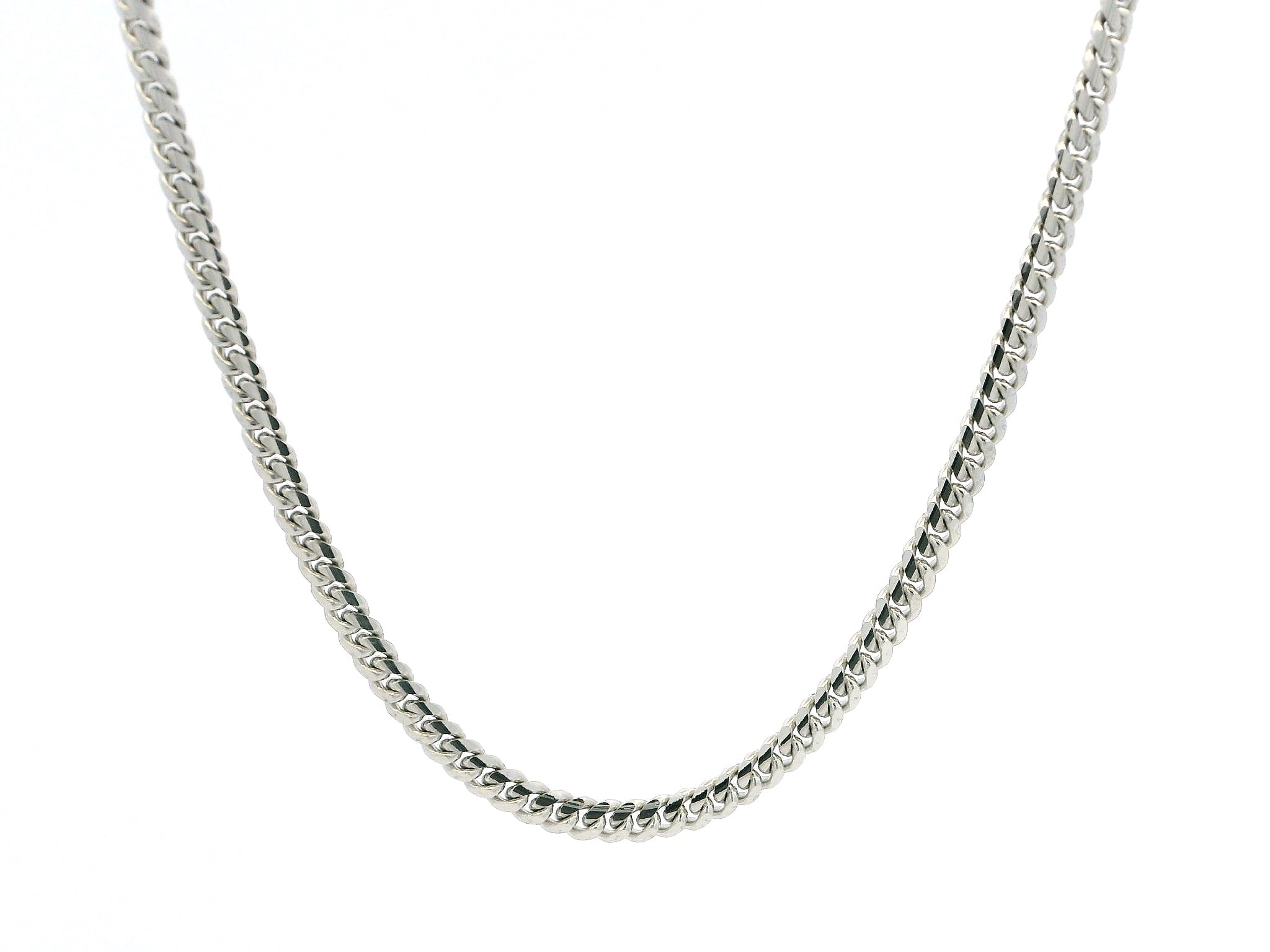 18ct White Gold Cuban Chain with Lobster Clasp | Elegant & Durable Necklace | 18 Inches