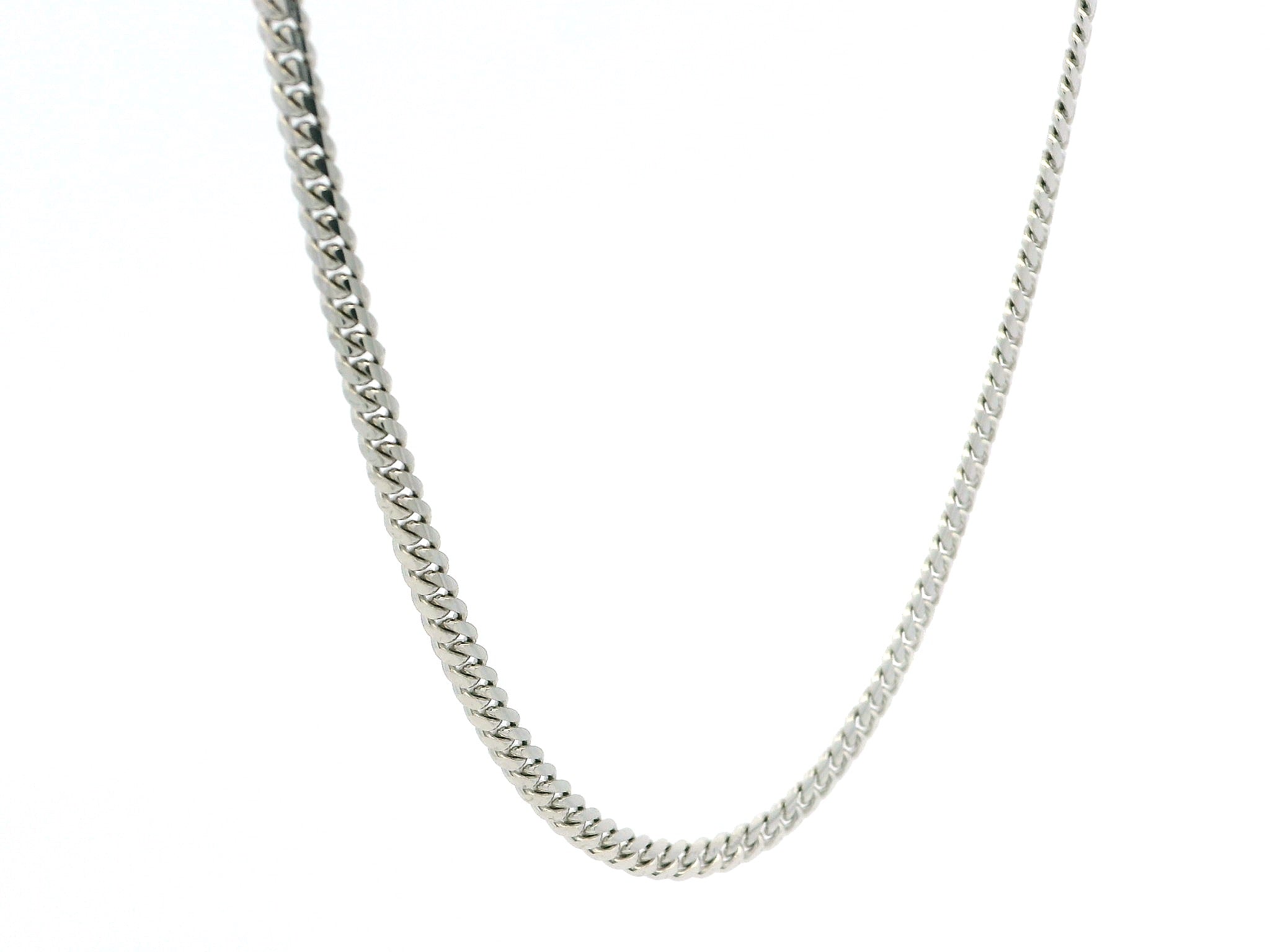 18ct White Gold Cuban Chain with Lobster Clasp | Elegant & Durable Necklace | 18 Inches