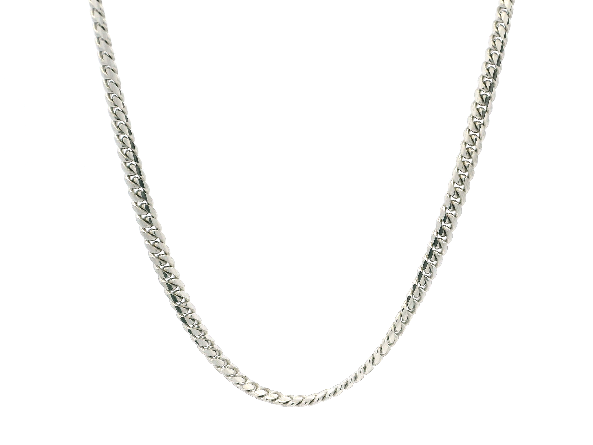 18ct White Gold Cuban Chain with Open Box Clasp | Premium Luxury Necklace | 20 Inches